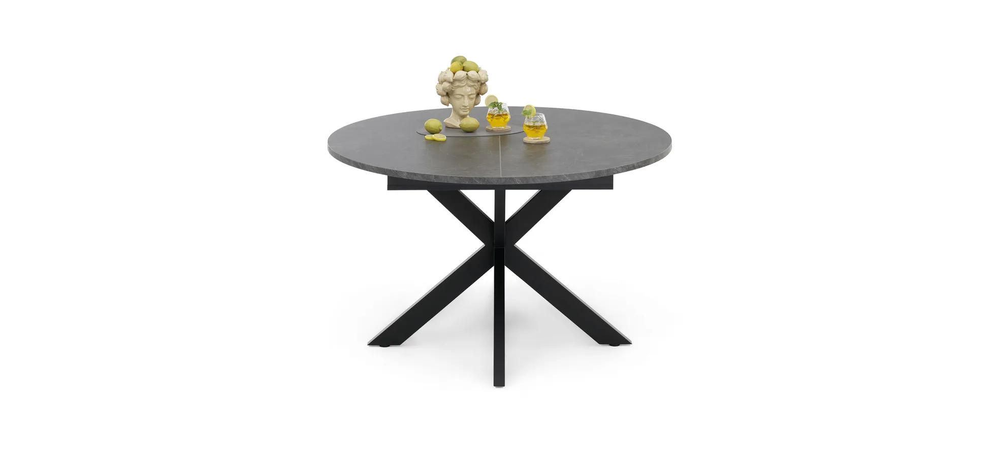 Esstisch, rund, Keramikoptik grau - Merdan