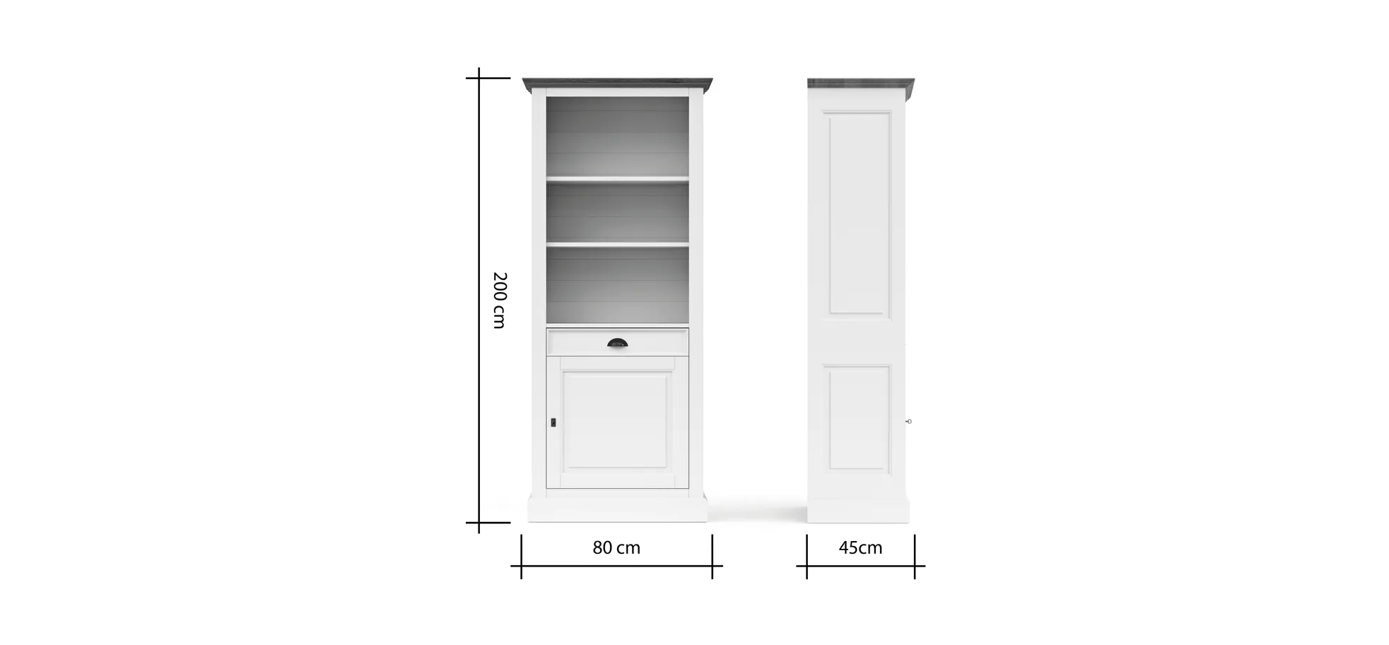 Bücherschrank Louisiana - teilmassiv, Weiß