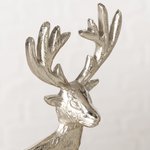 Deko-Figur Hirsch; Handarbeit - Metall silber, Holzsockel