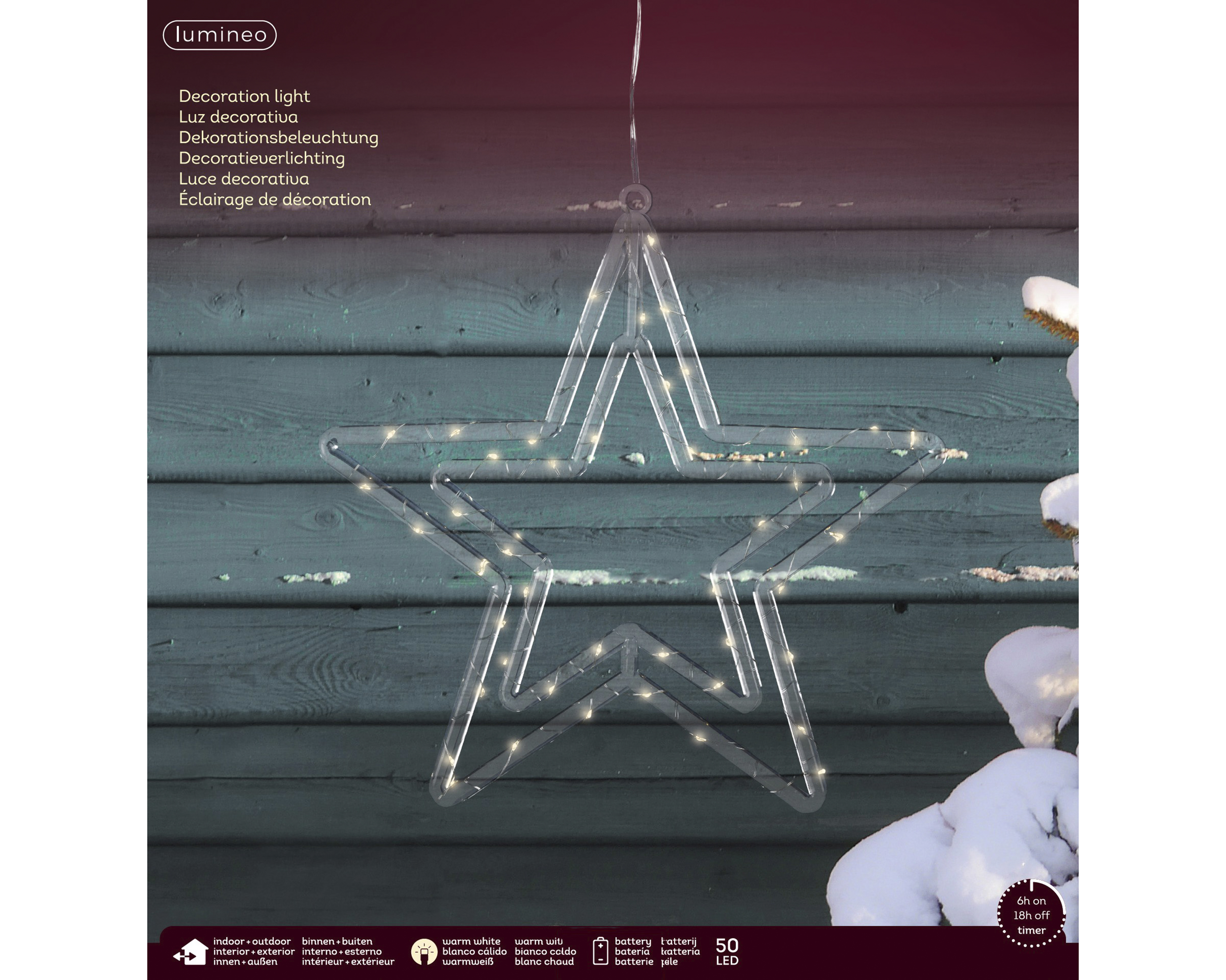 LED Stern - klar/warmes weiss, acryl, L0.60-W35-H34cm-50L