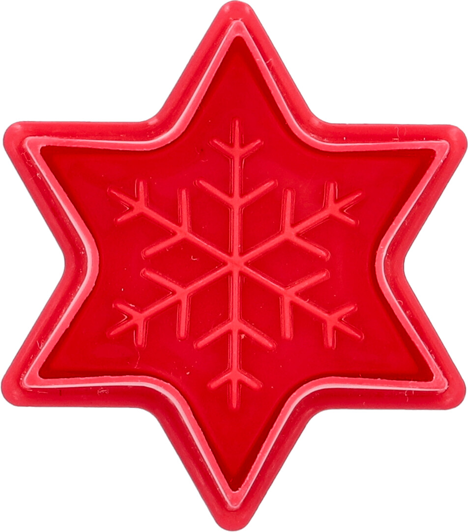 Kunststoff-Ausstechform Schneeflocke - rot, mit Auswerfer