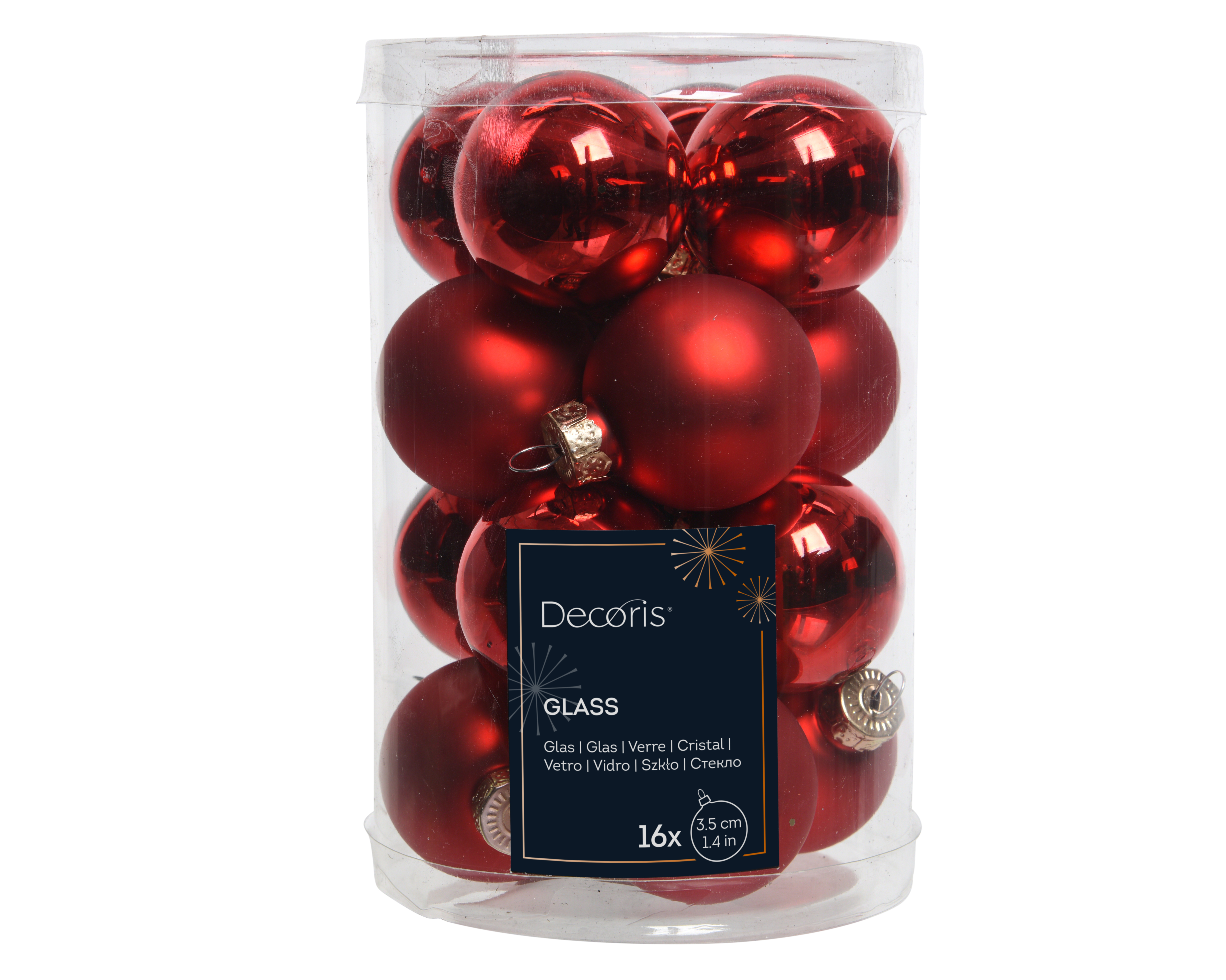 Kugelset 16-er - weihnachtsrot, Glas, Ø3.5cm