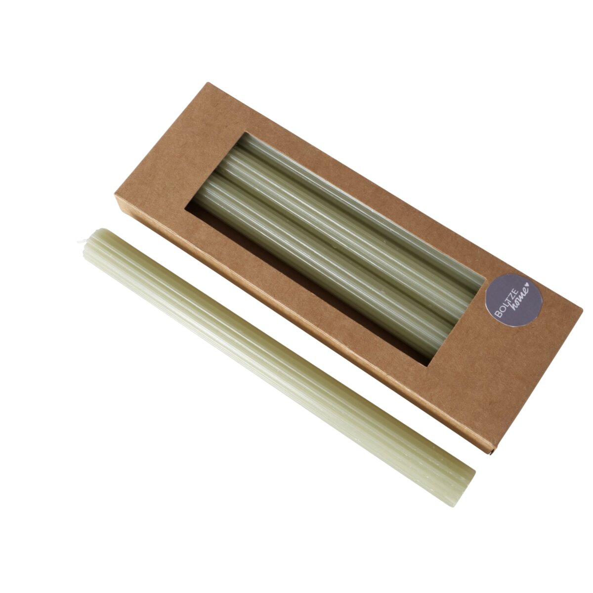 Stabkerze Classic, 4 tlg. - H 25,00 cm, D 2,30 cm, Paraffin, Grün