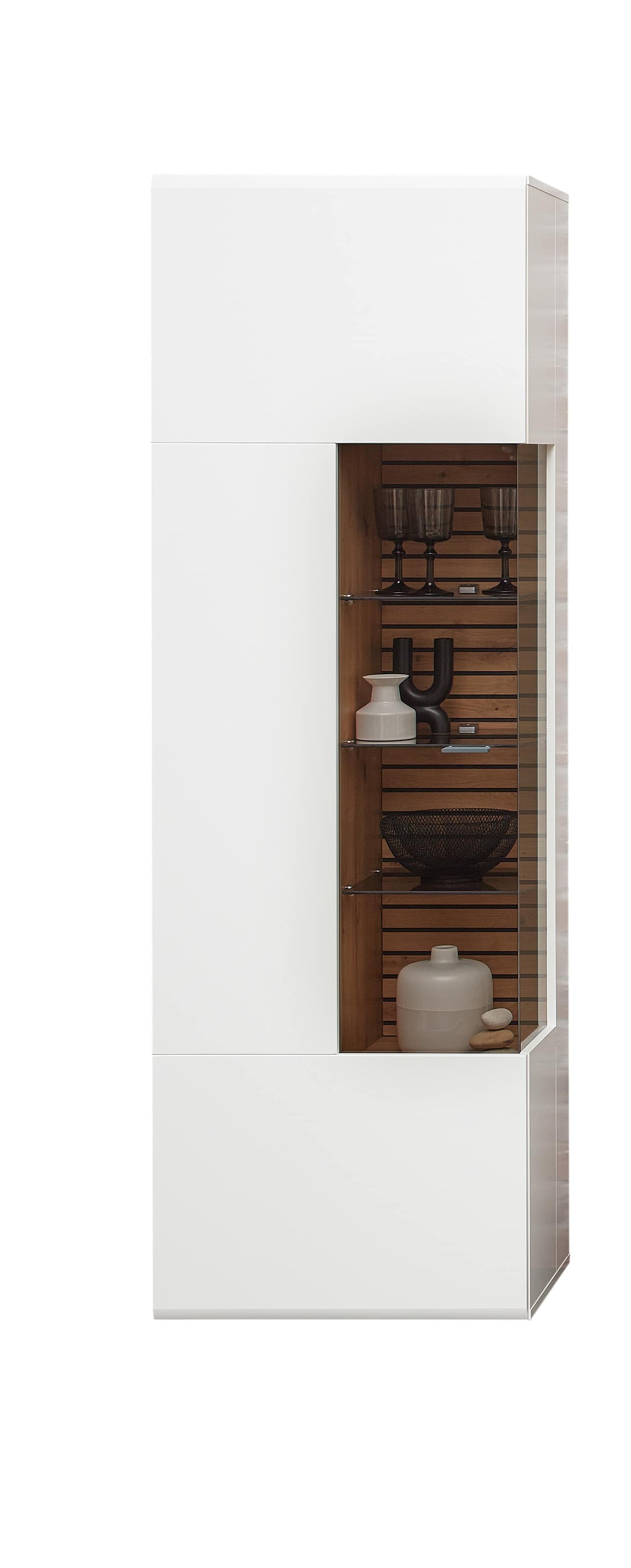 Vitrine, weiß matt MDF, Leistenoptik - LS25 Duron