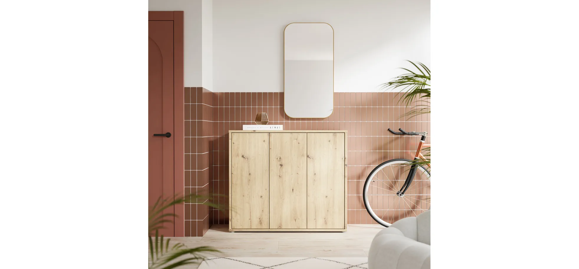 Schuhschrank, Artisan Oak, 3 Türen - Faid