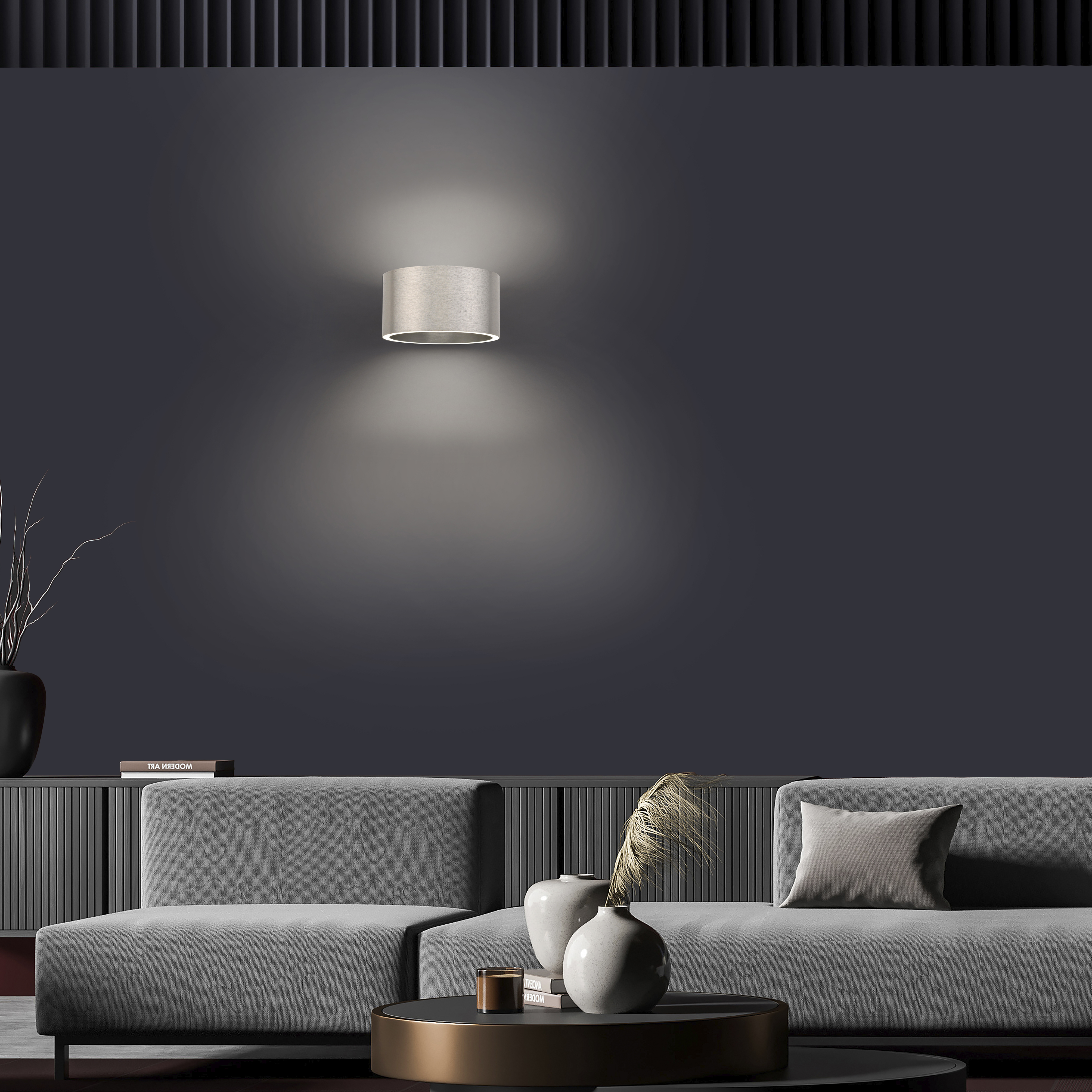 Wandleuchte PURE Clipse - aluminium, Akku, inkl. USB-Kabel