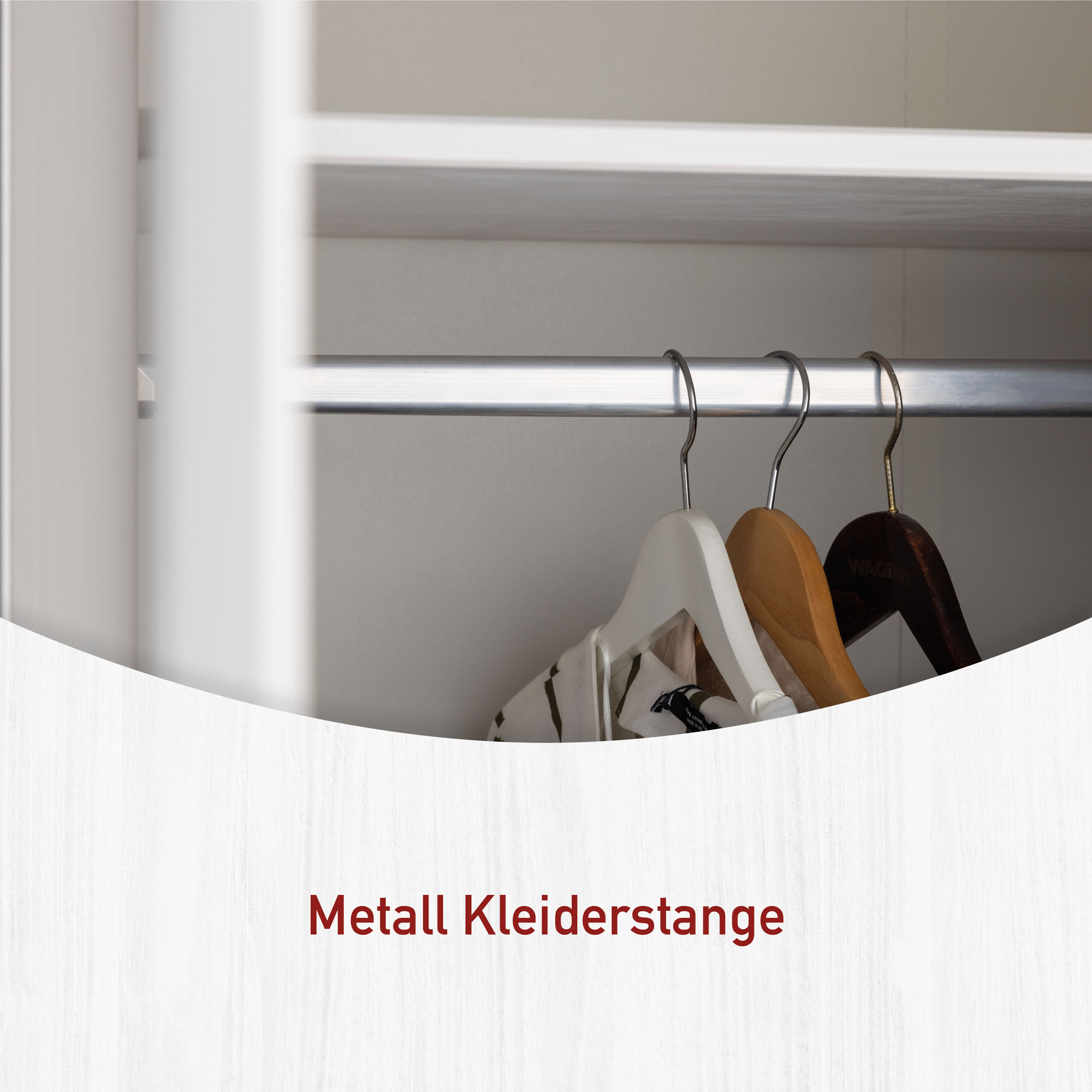 Kleiderschrank, Massivholz weiß, 155cm brt - MyStyle 3076