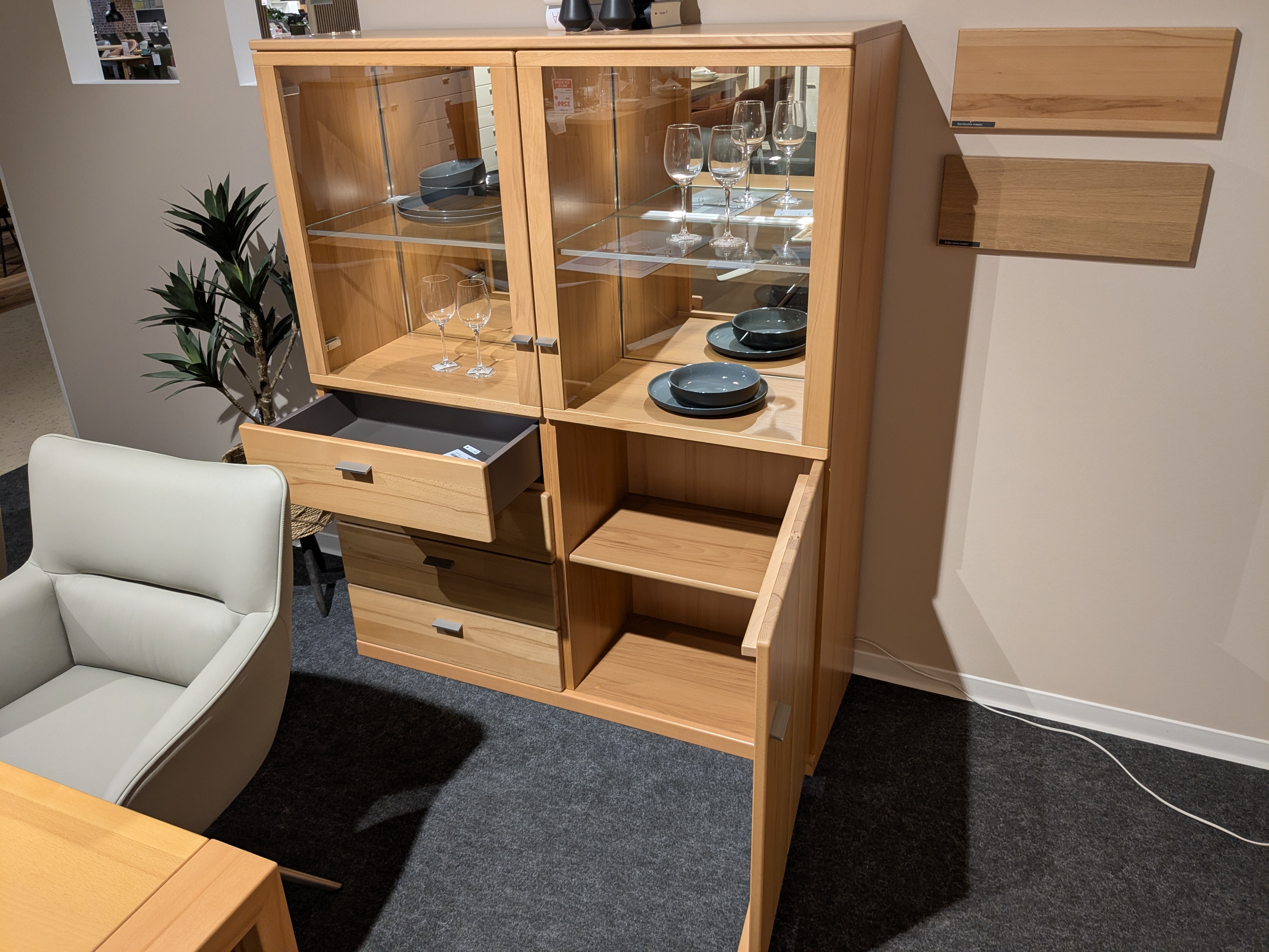 Highboard, Kernbuche massiv - FORTE