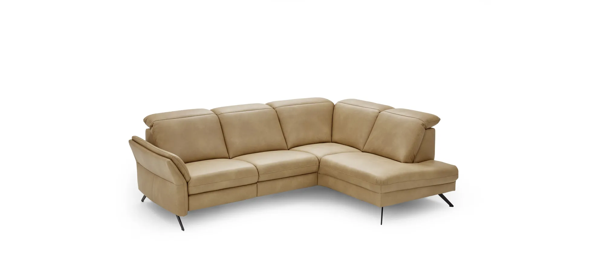 Ecksofa - 2,5-Sitzer mit Ecke rechts, Leder, Honig