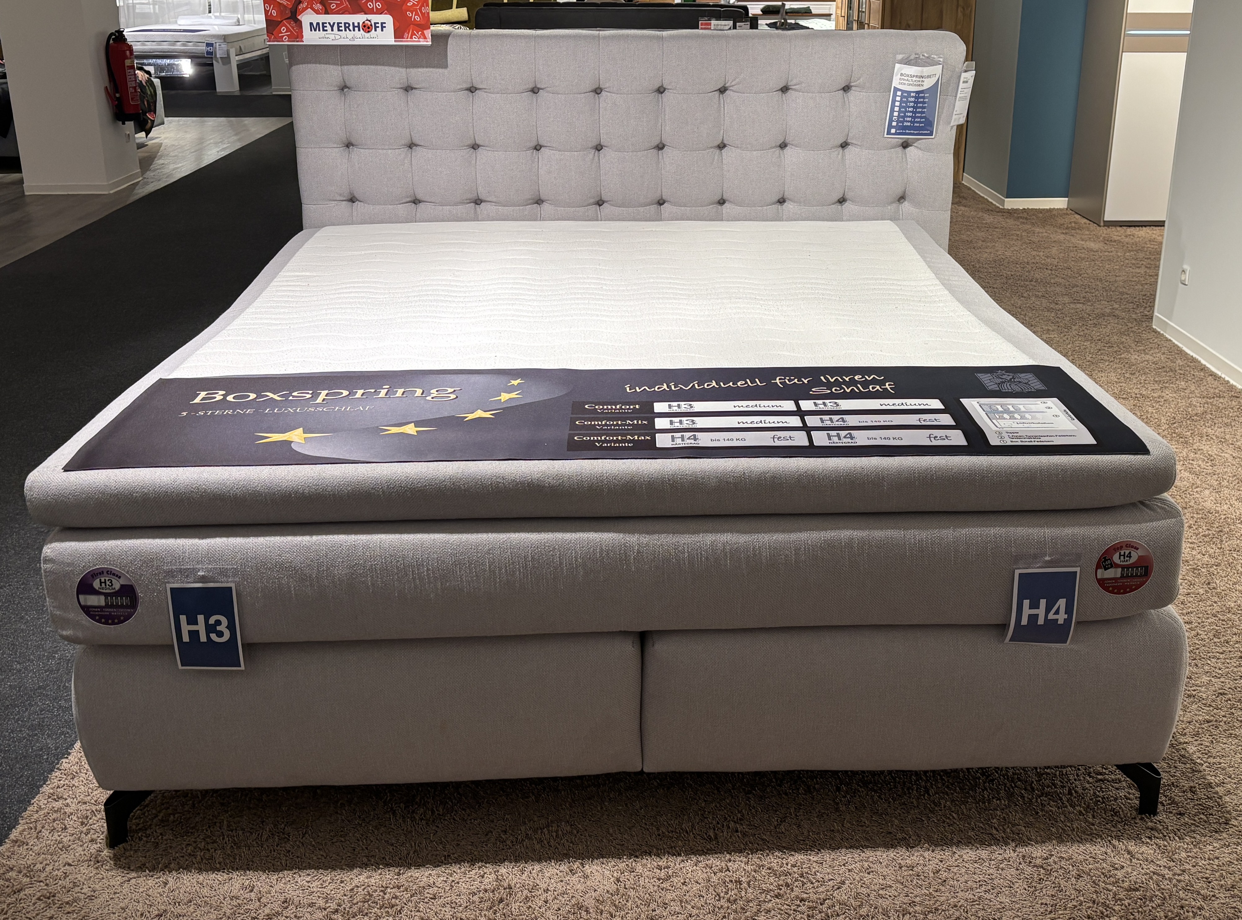 Boxspringbett, Flachgewebe hellgrau - MyTrend213