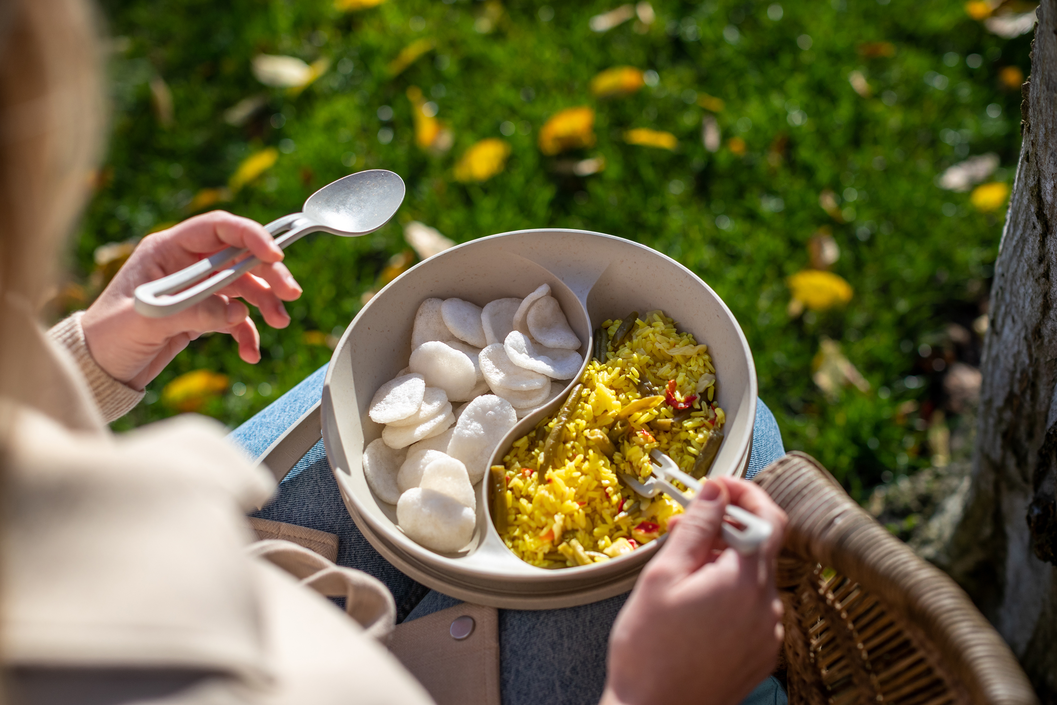 Menüteller mit Deckel 1,5l, nature desert sand - für Schulen etc., Lebensmittelecht,100%CO2-neutral
