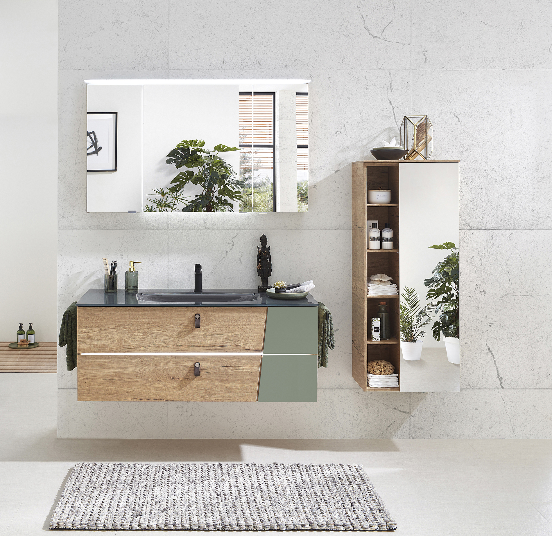 Badkombi, Eiche, Schilfgrün - Serie 7040