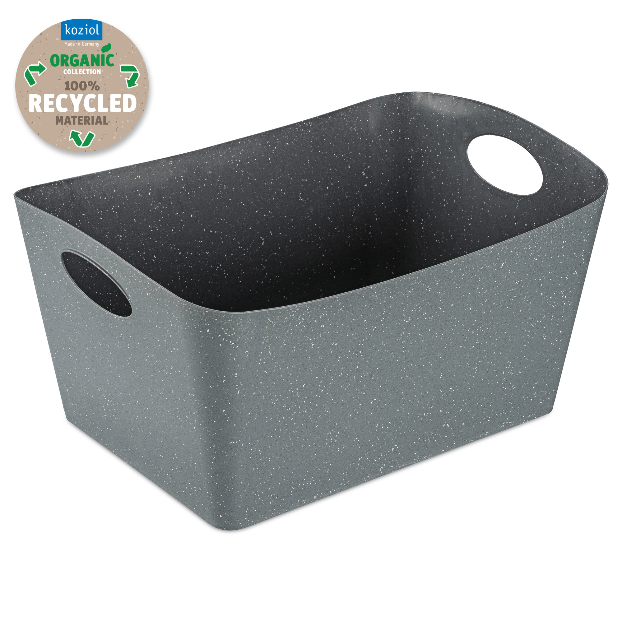 Aufbewahrungsbox 15l, recycled ash grey - ineinander schachtelbar, stabil, CO2-neutral