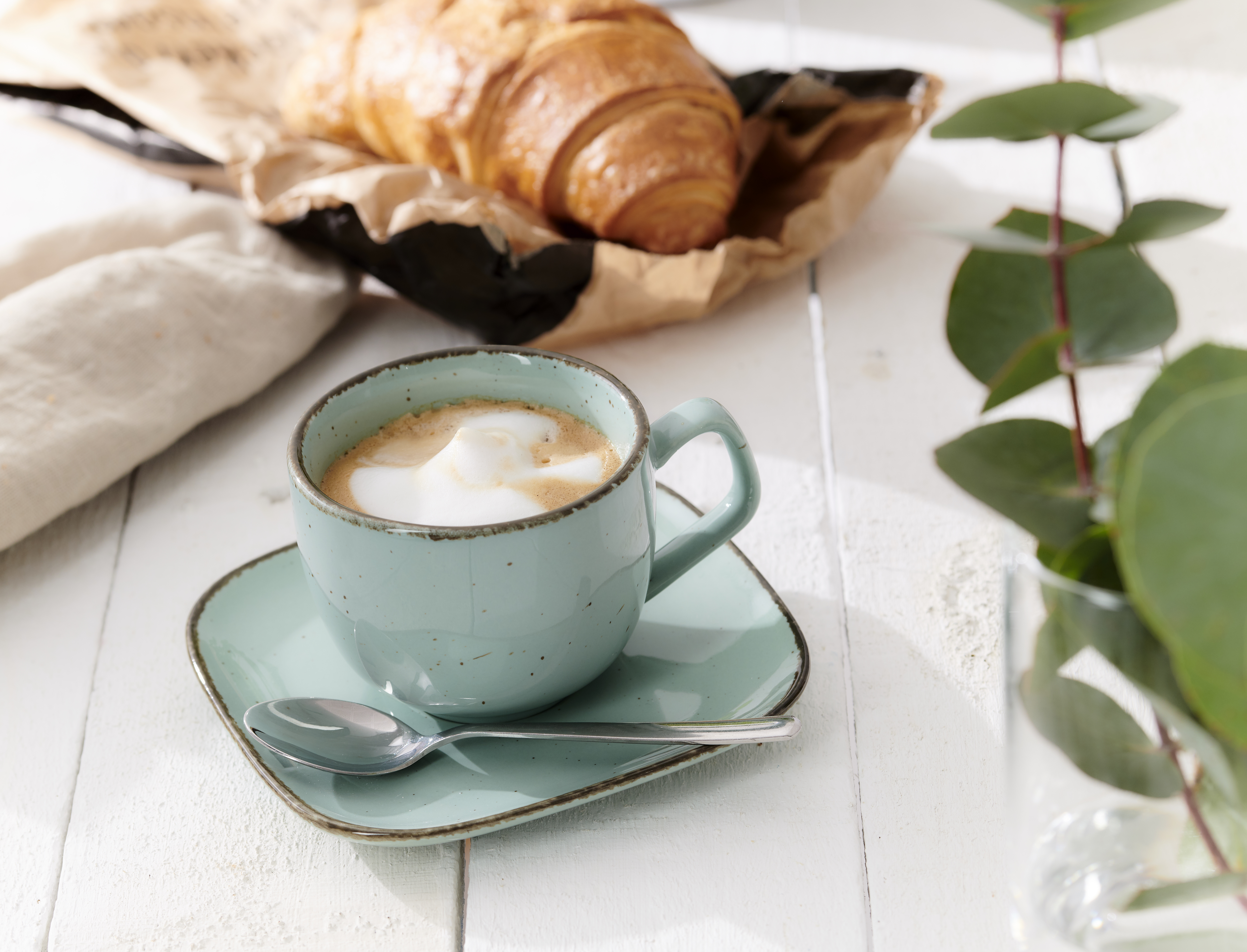 Espresso-Untertasse Casa Blau 10 x 10 cm - Porzellan, spülmaschinenfest, quadratisch, blau