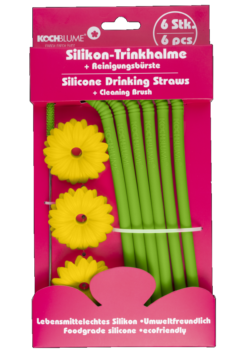 Trinkhalme 6er-Set + Bürste - limette
