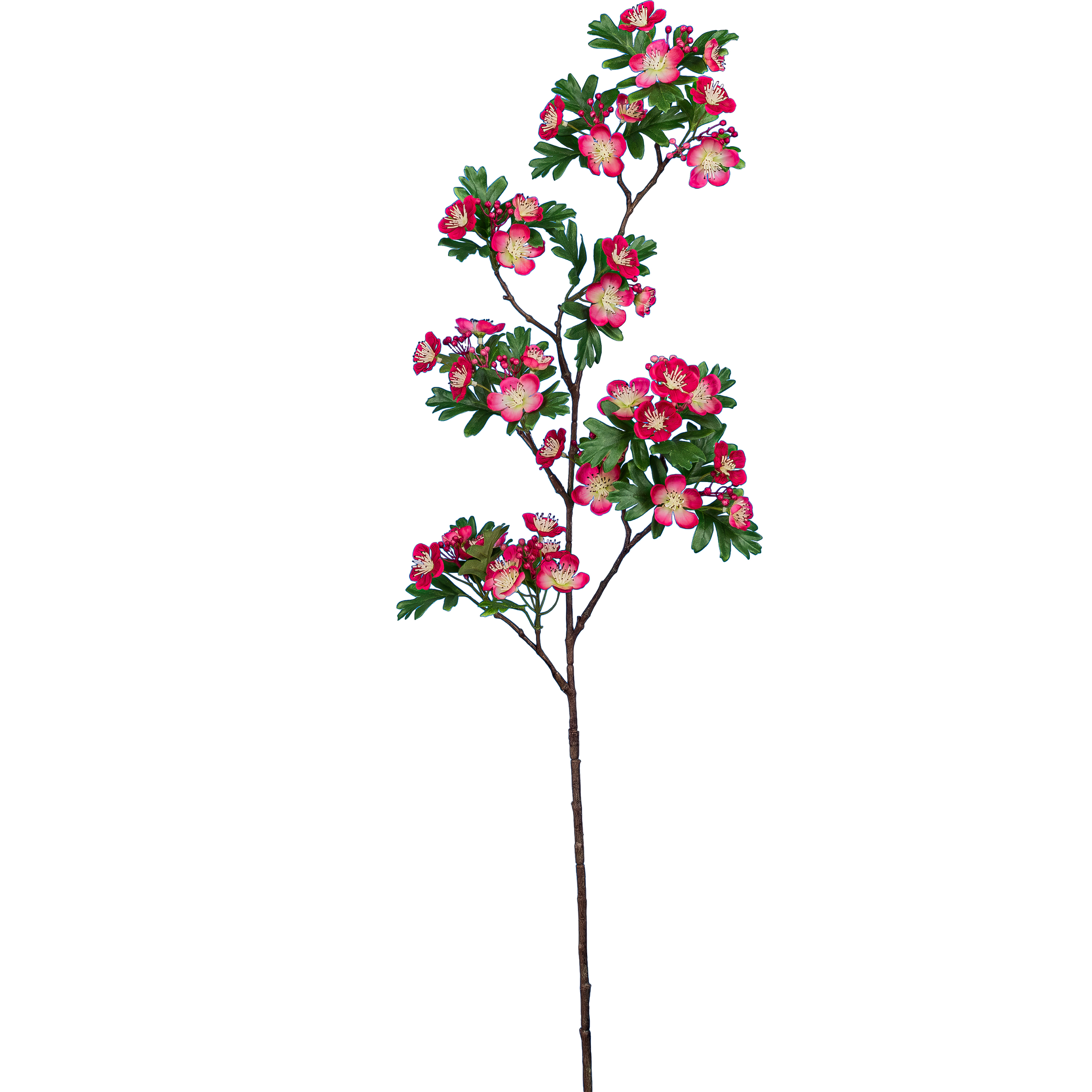 Kunstblume - Weißdornzweig, 94cm, dunkelrosa