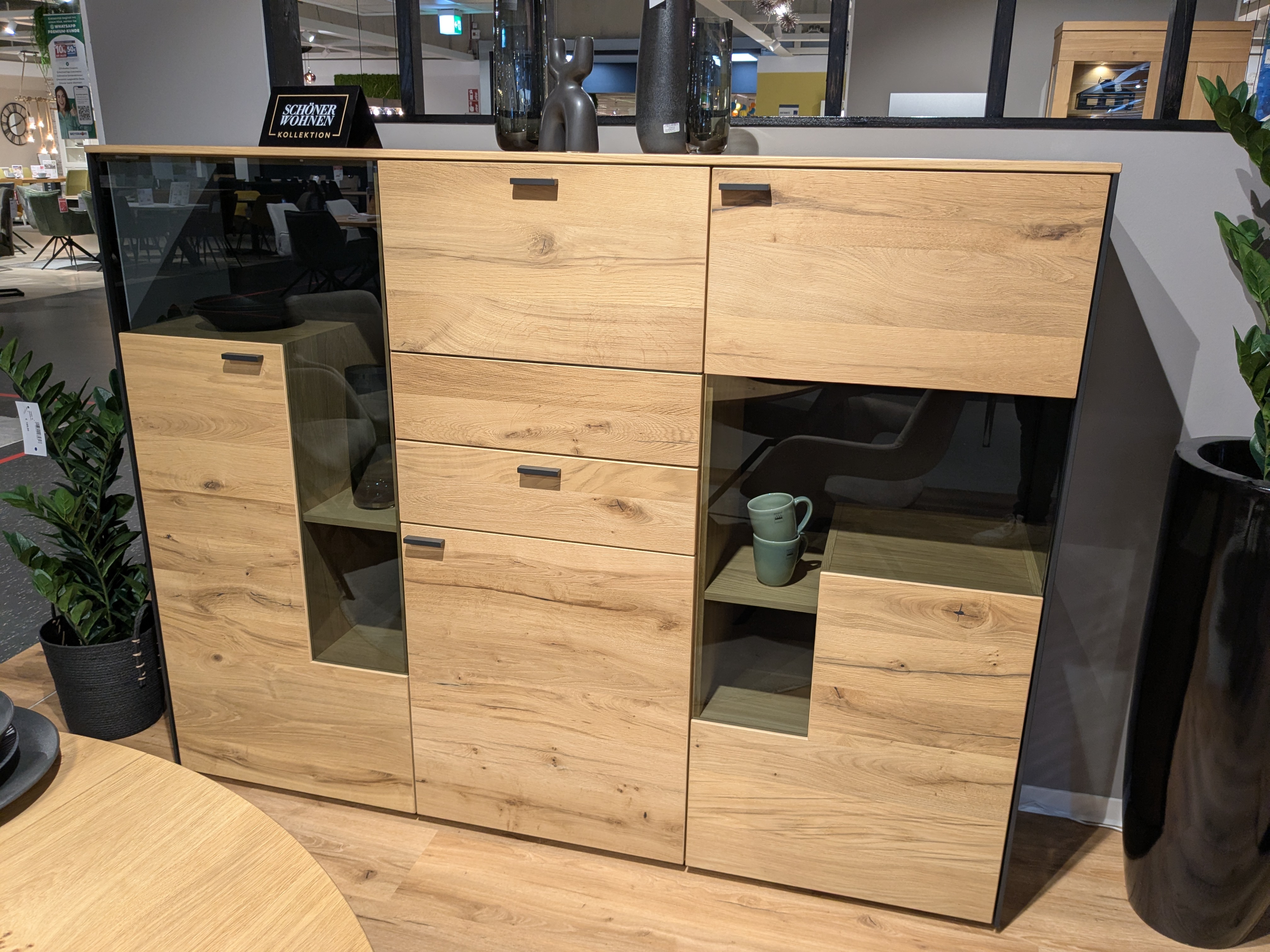 Highboard, Eiche rustico hell geölt - SW Andra