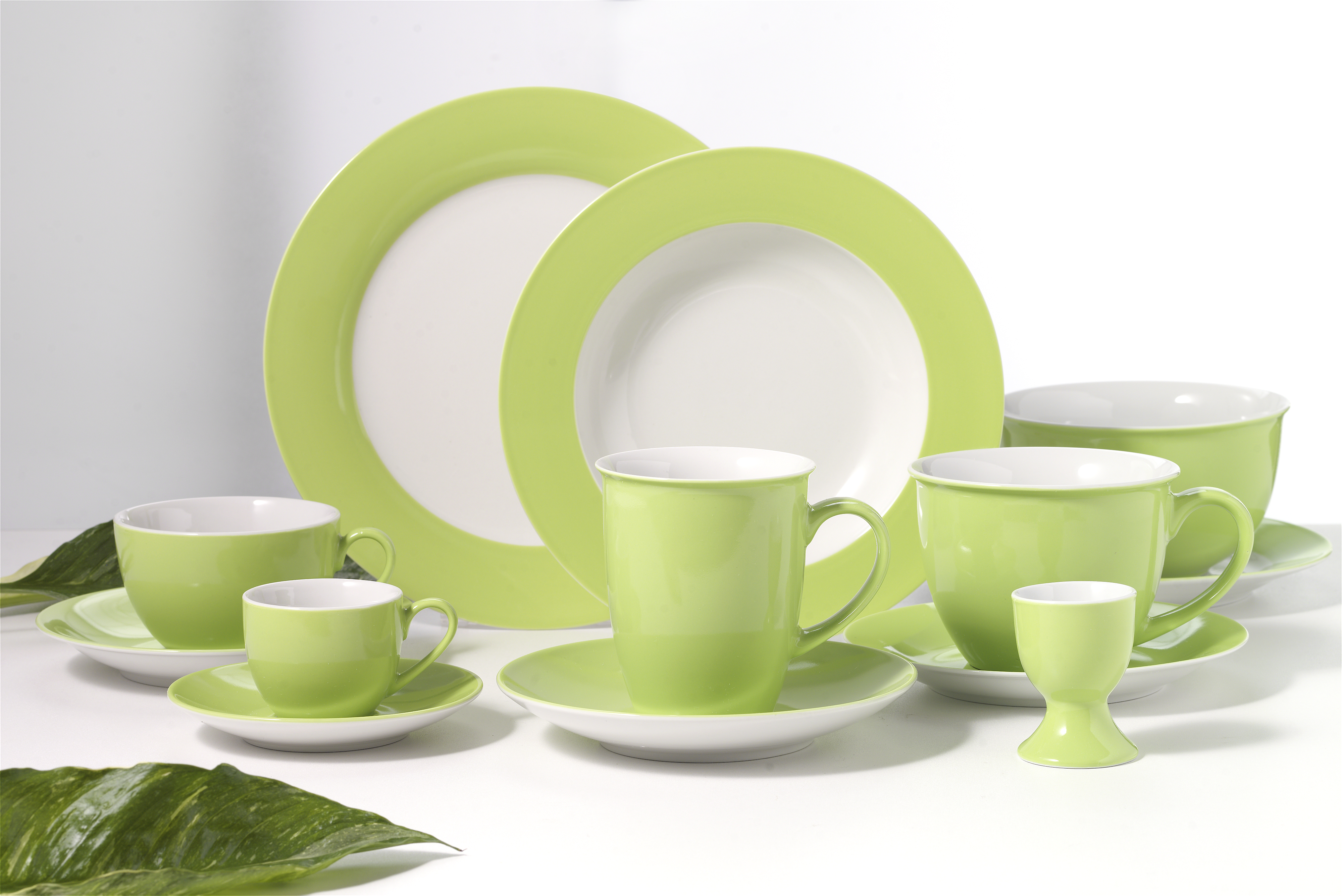 Suppenteller Doppio Grün 22 cm - Porzellan, sü