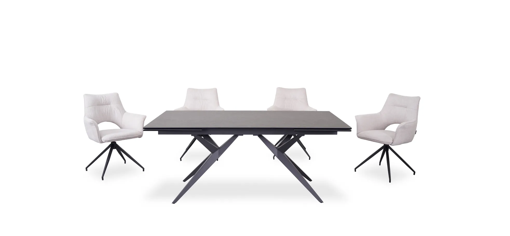 Vierfußstuhl mit Armlehnen, beige, drehbar - Maleen