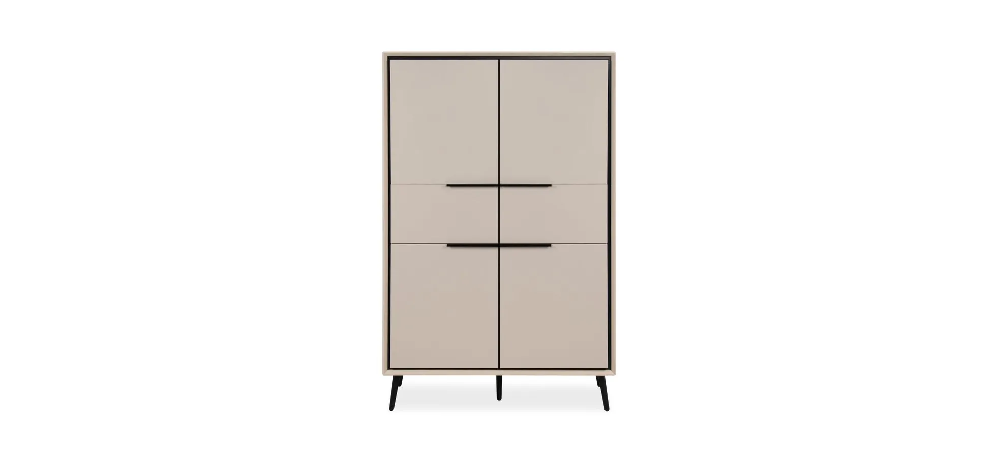 Highboard - B ca. 90 cm, Sand, Schwarz