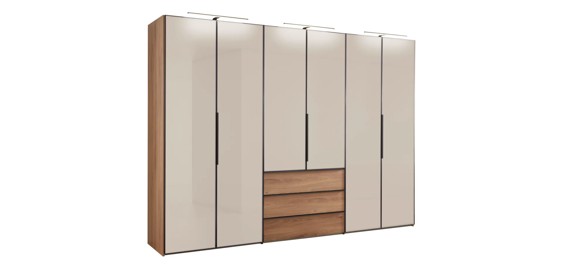 Drehtürenschrank - B. ca. 298 cm, Sandglas, Eiche Dekor