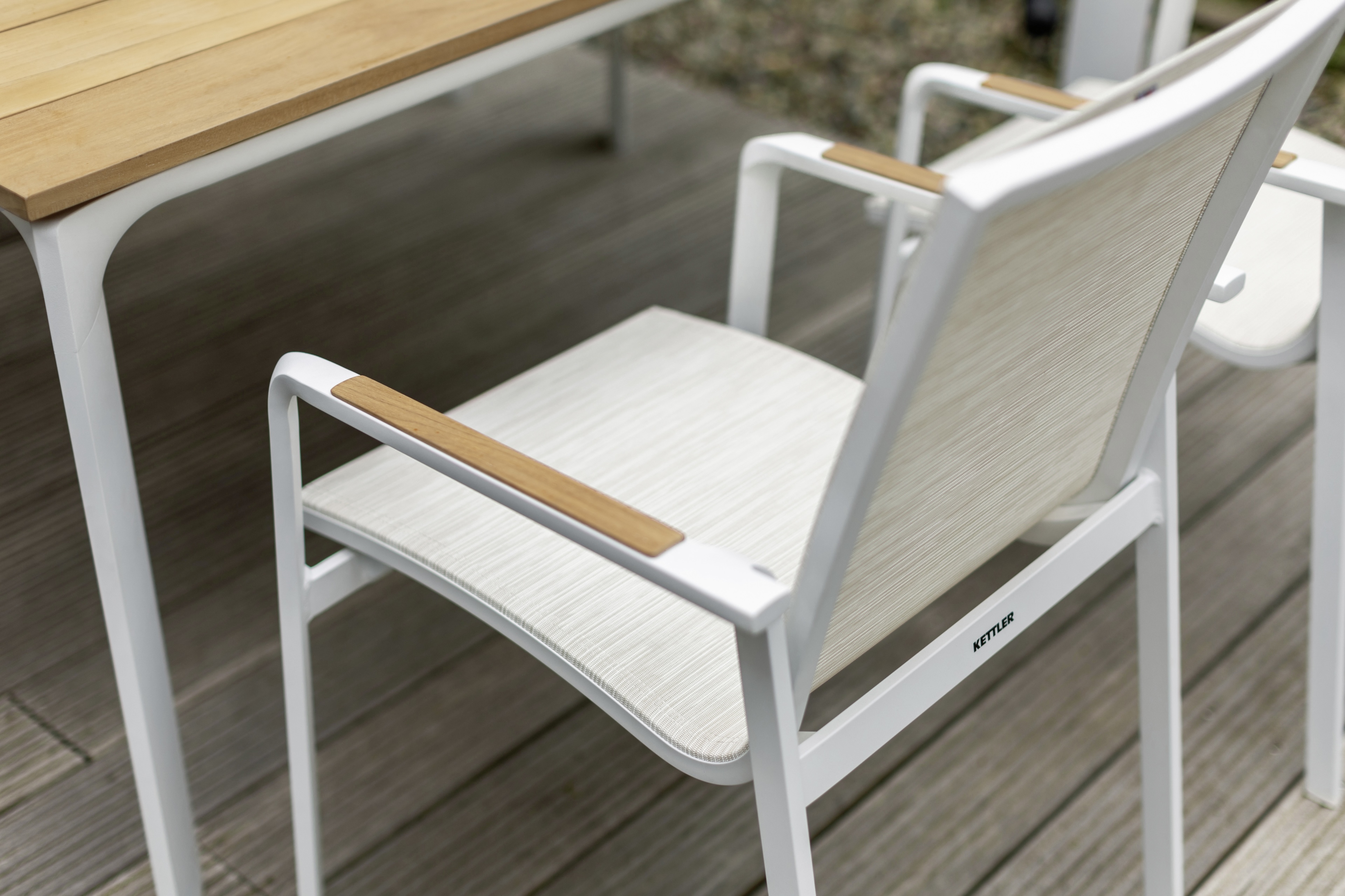 Stapelsessel, weiß matt, beige, Outdoor - Diamond