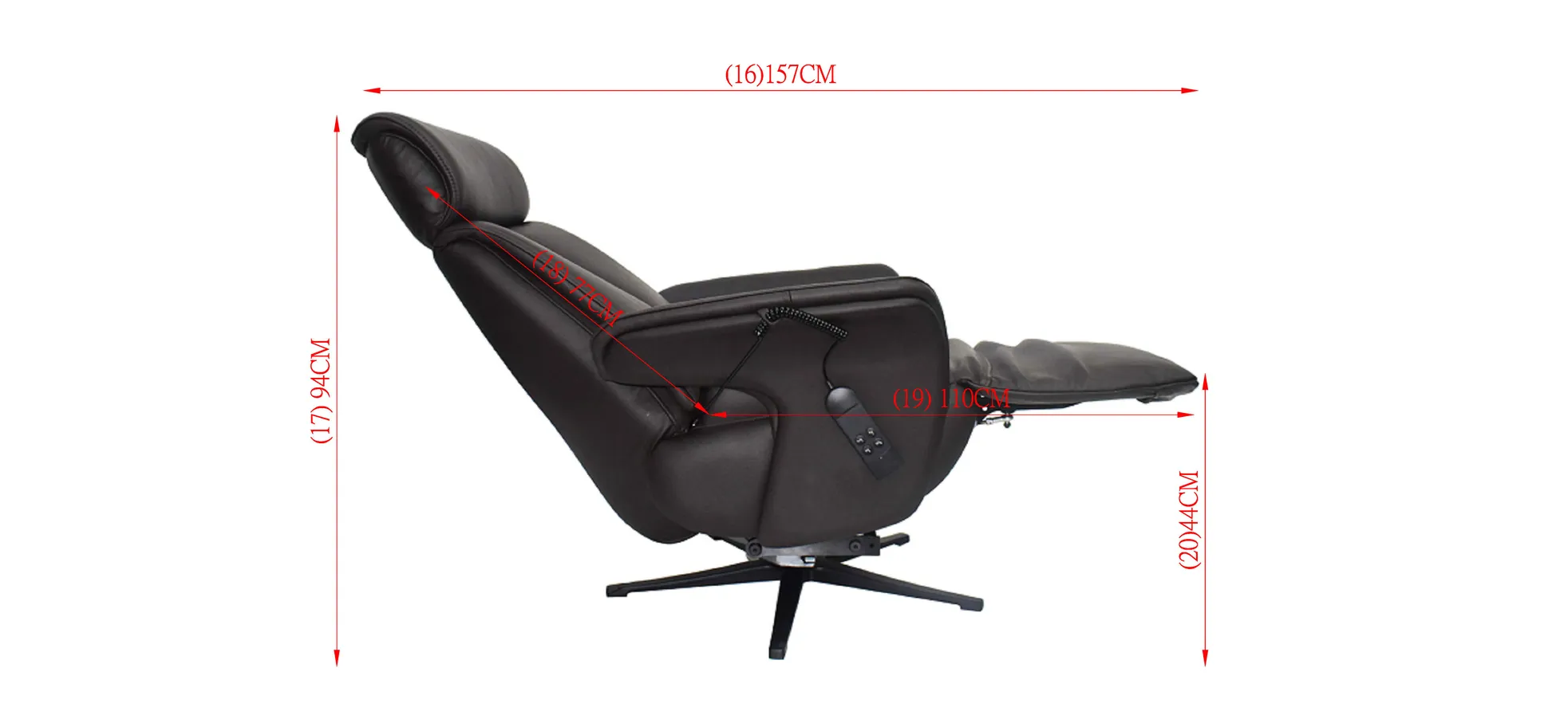 Fernsehsessel, Leder schokobraun - Mathis