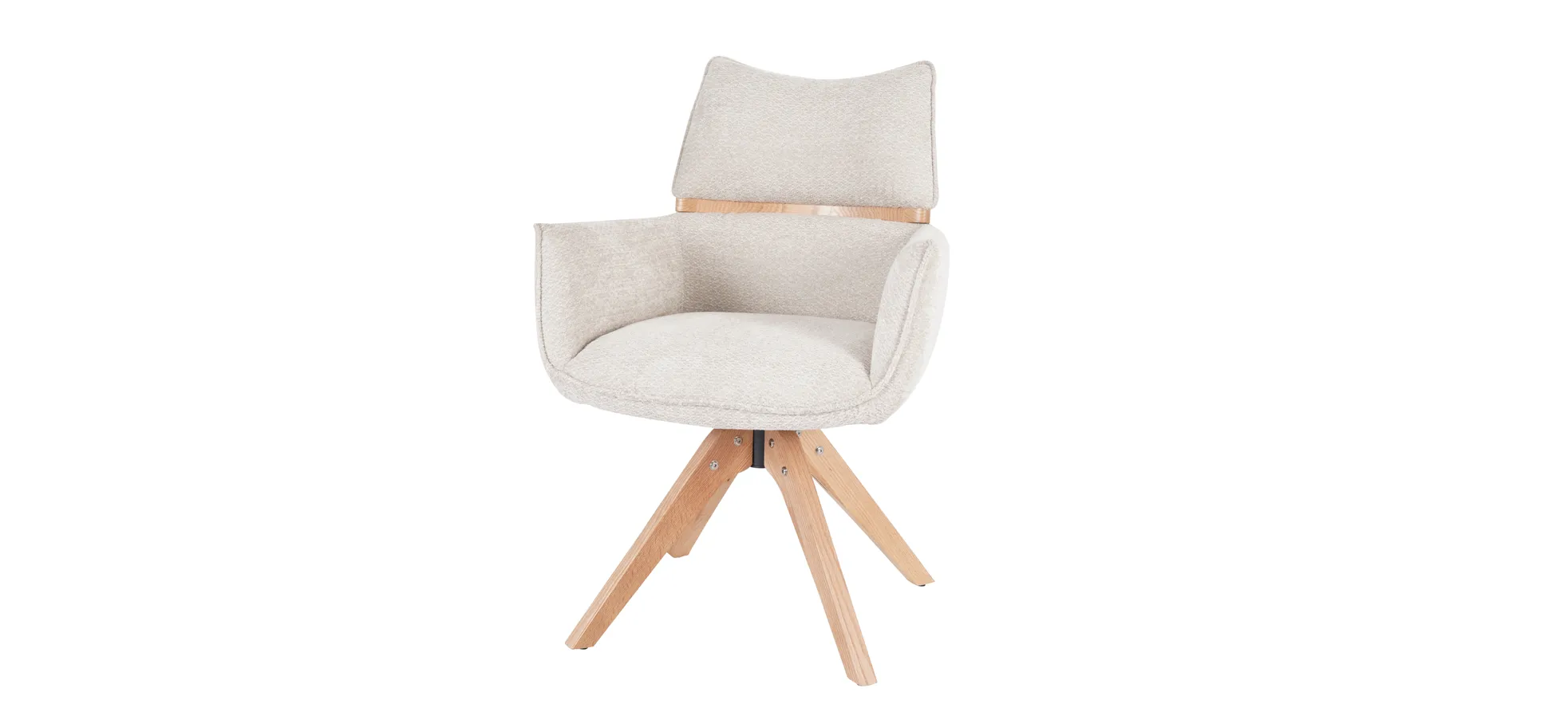 Armlehnstuhl, Bezug beige, Gestell Eiche - Marou