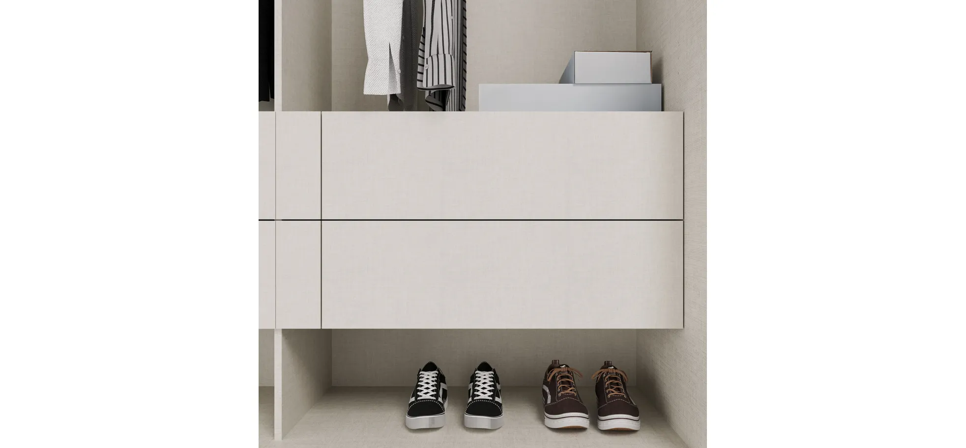 Schwebe-/Drehtürenschrank, Dekor sand - Fahda