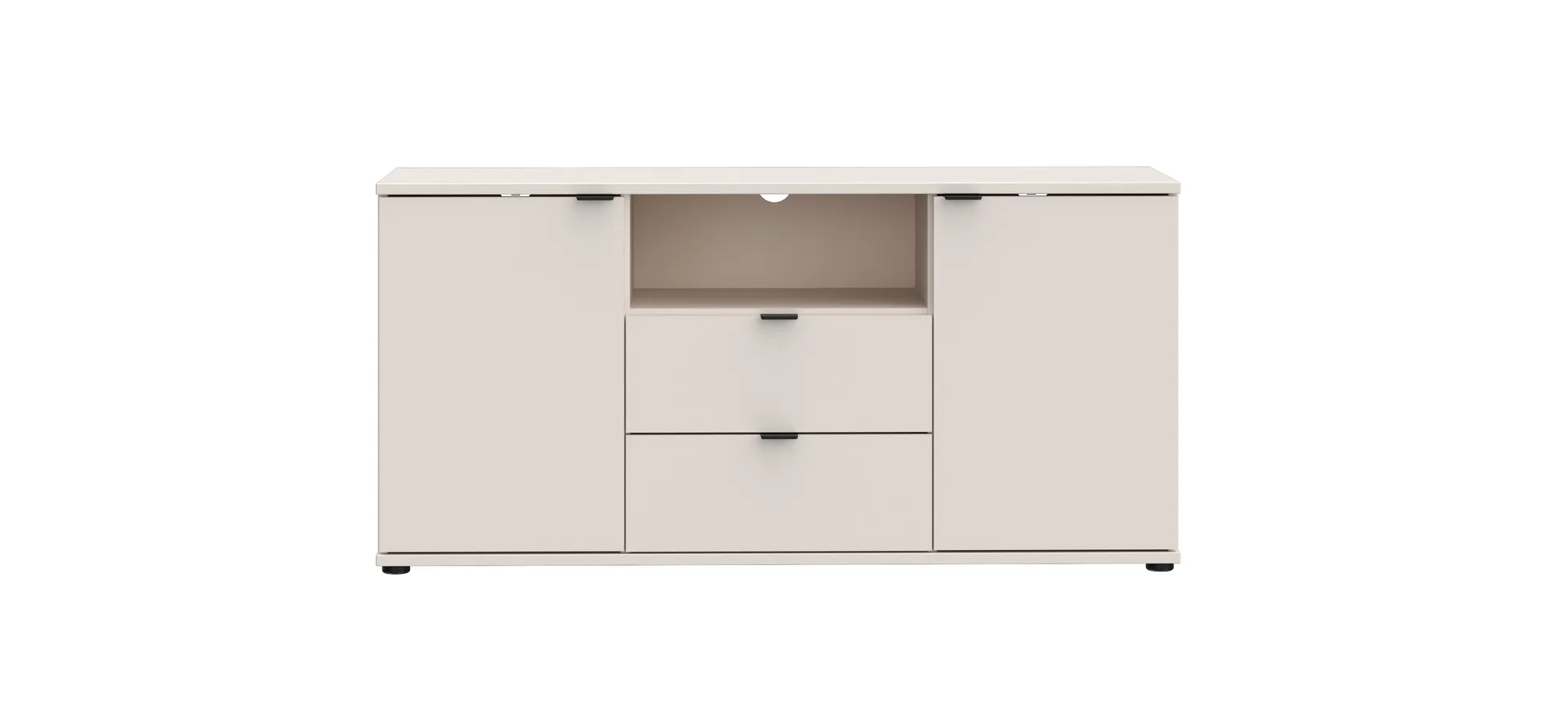TV-Unterschrank, Sand, 2 Türen, 2 Schübe - Finella