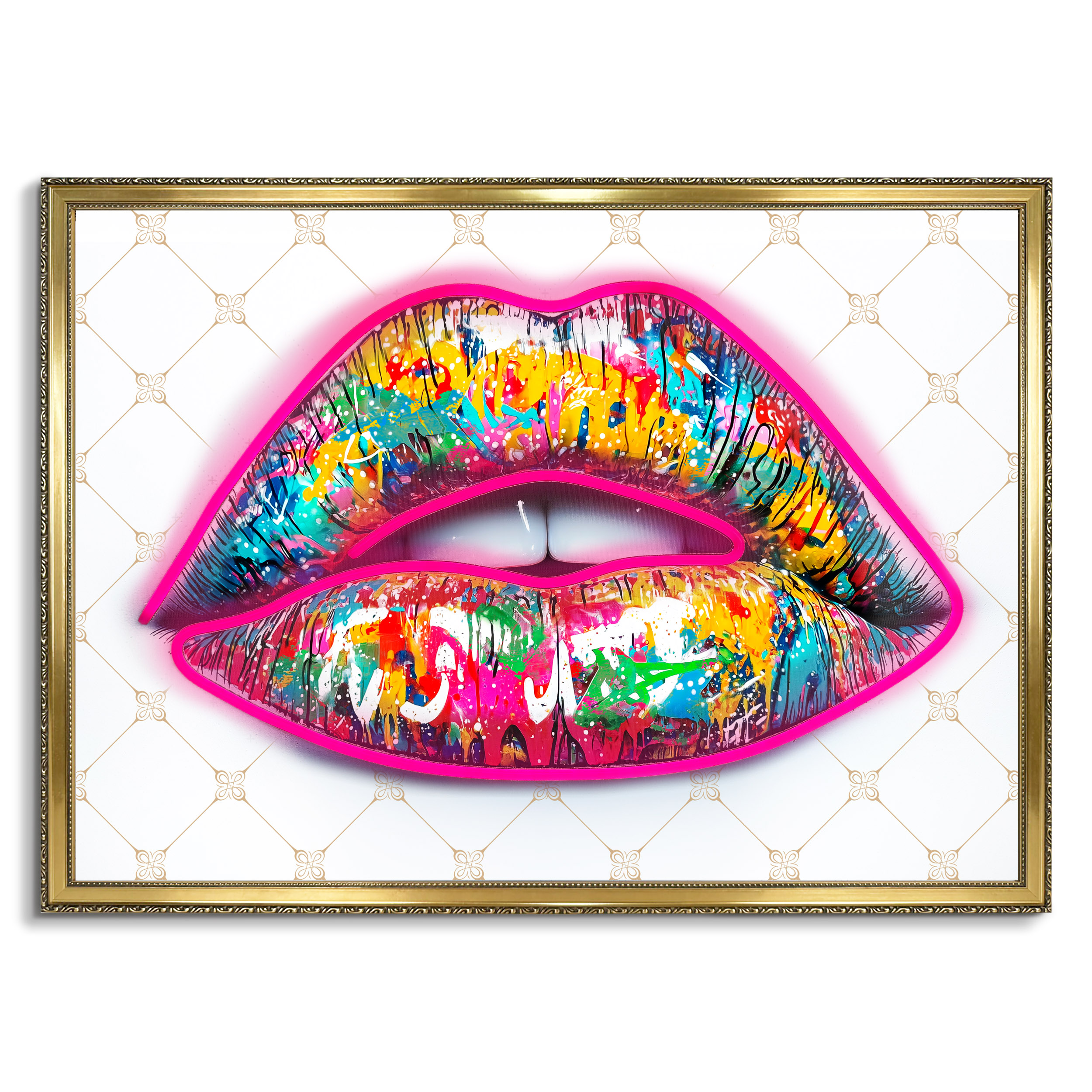 Neon LED Art Black - 50x70cm, neon lips