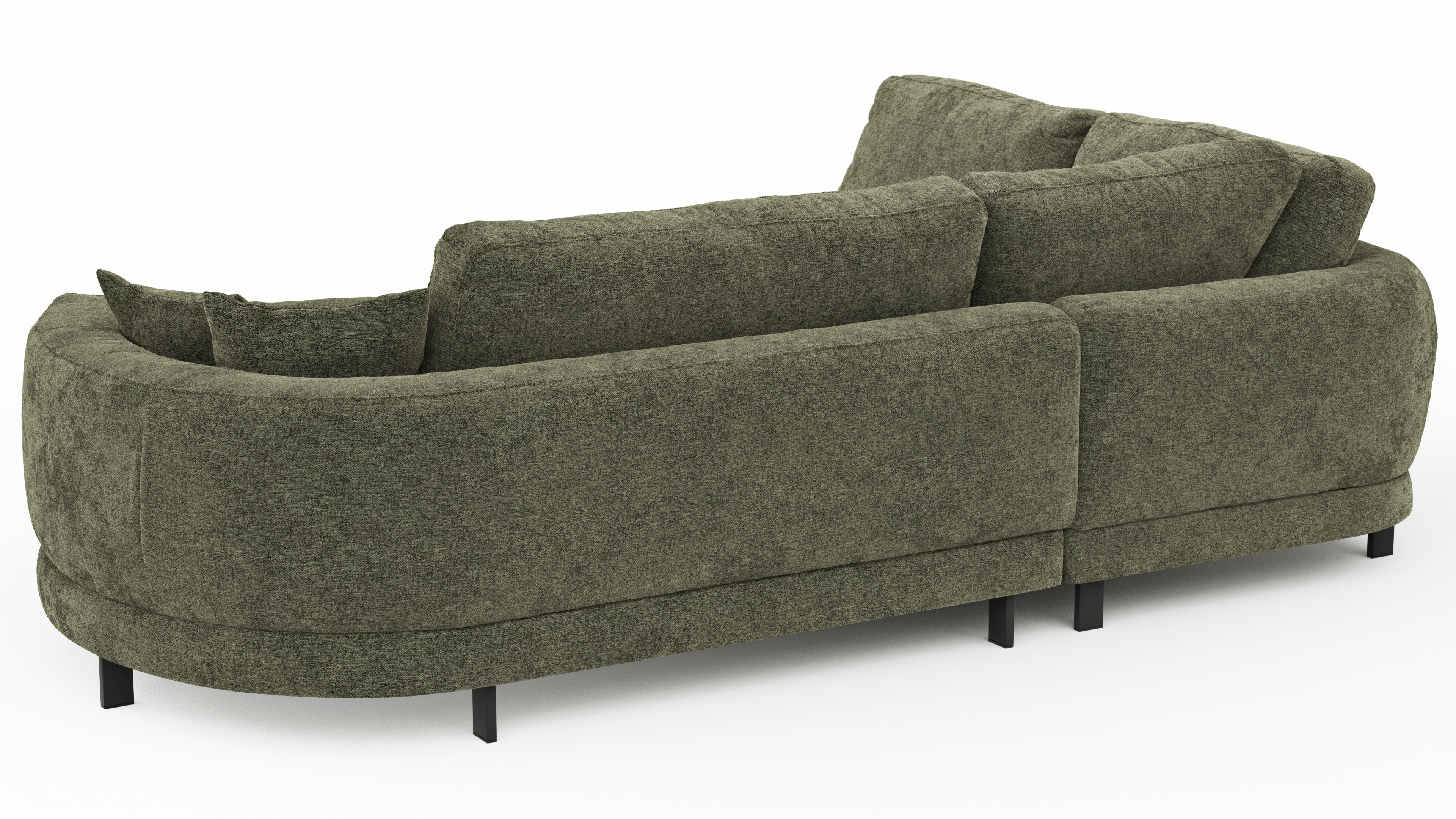 Ecksofa, olivgrün, Füße Metall schwarz - Solenne