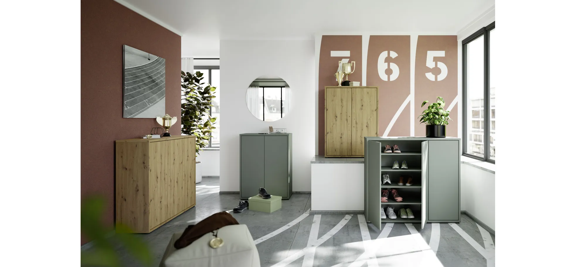 Schuhschrank, Artisan Oak, 2 Türen - Faid