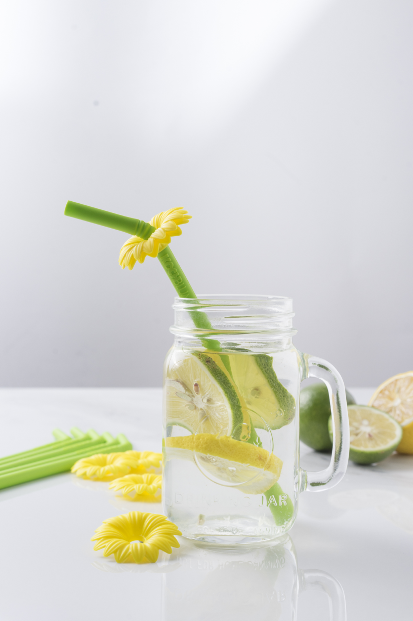 Trinkhalme 6er-Set + Bürste - limette