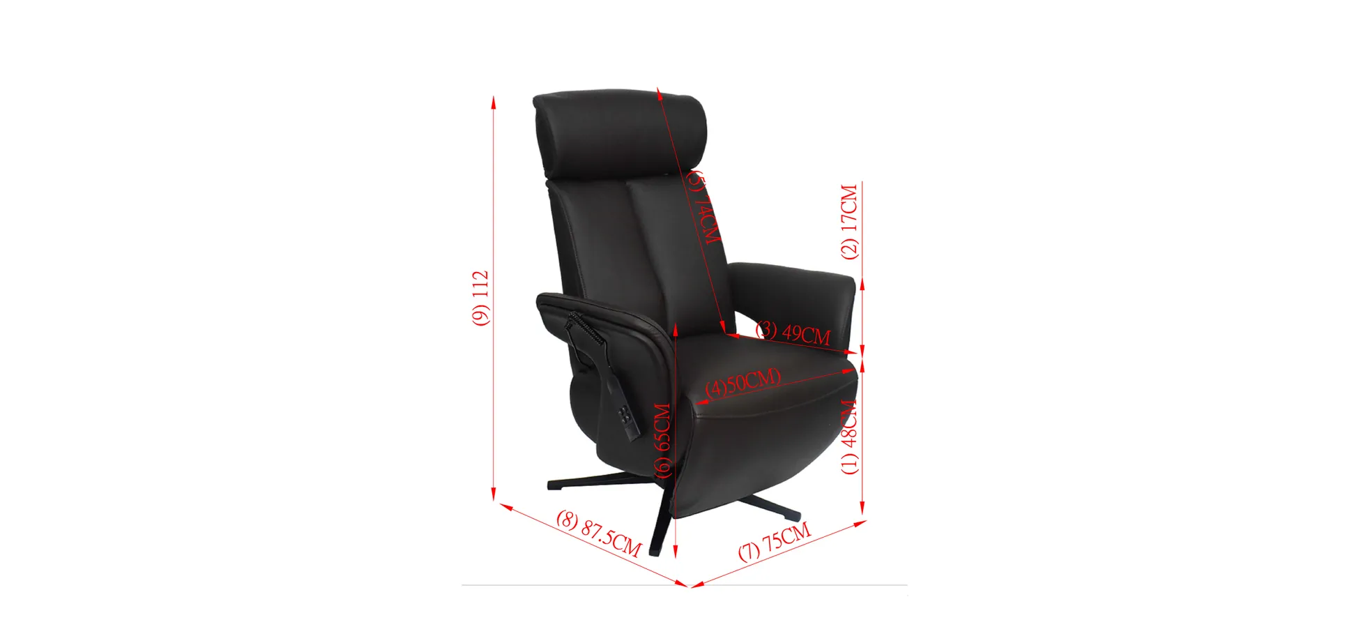 Fernsehsessel, Leder schokobraun - Mathis