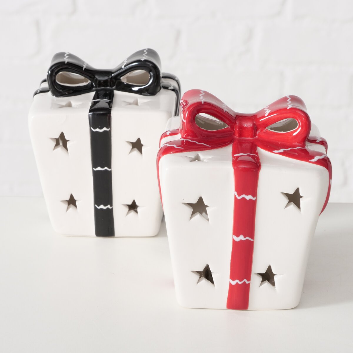 Dekoaufsteller Elina, 2 sort., Geschenk, LED - H 10,00 cm, Steingut