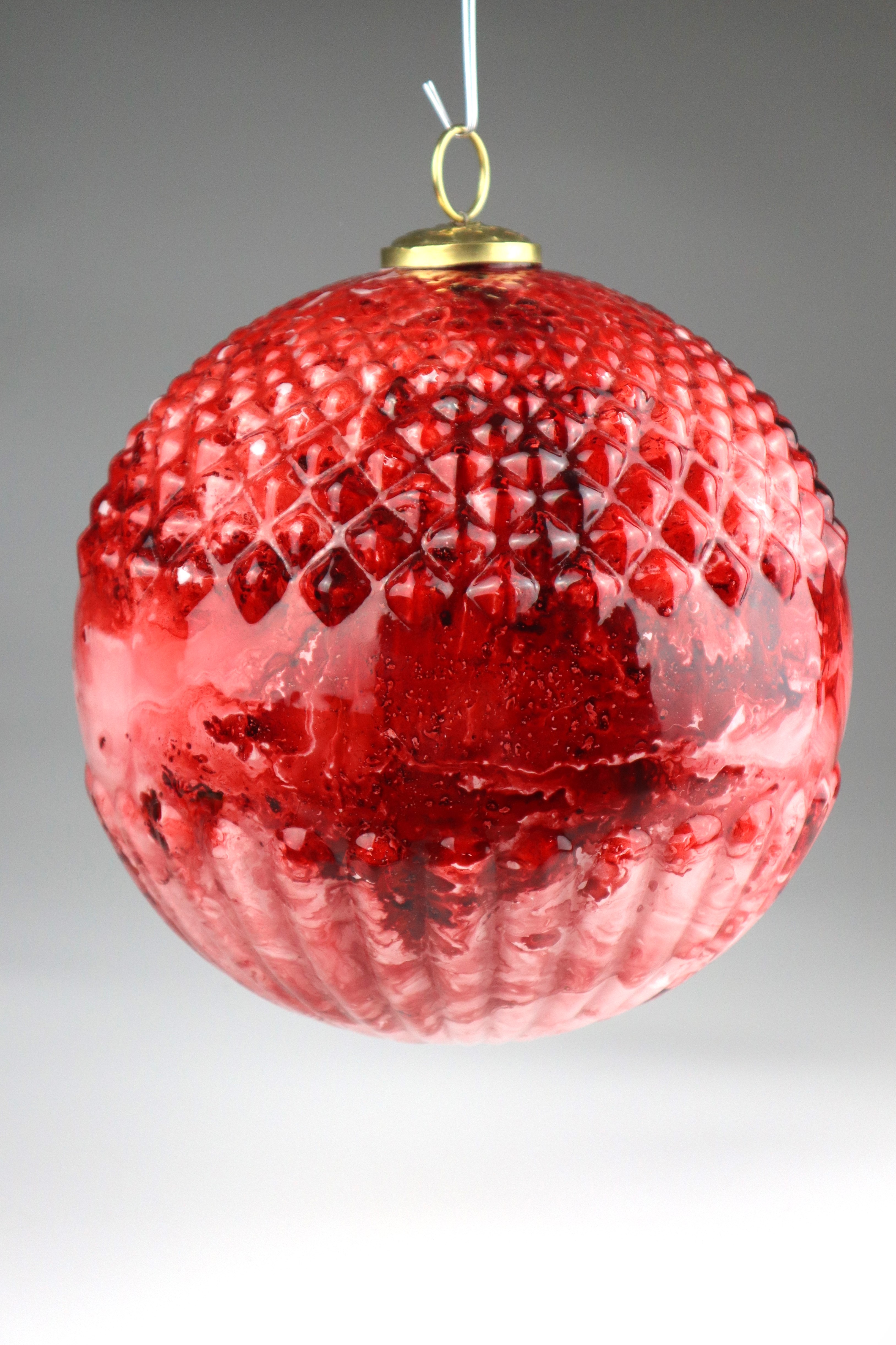 Kugel rot m. Raute - Glas 26cm