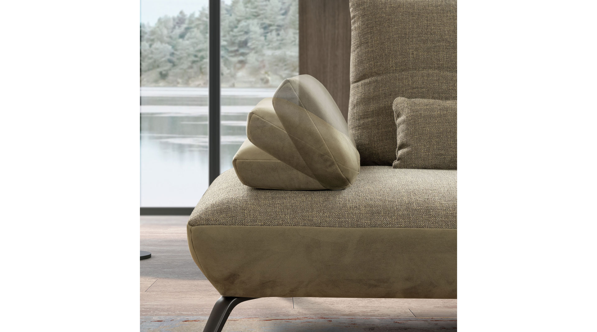 Ecksofa, Stoff olive - LS 700821