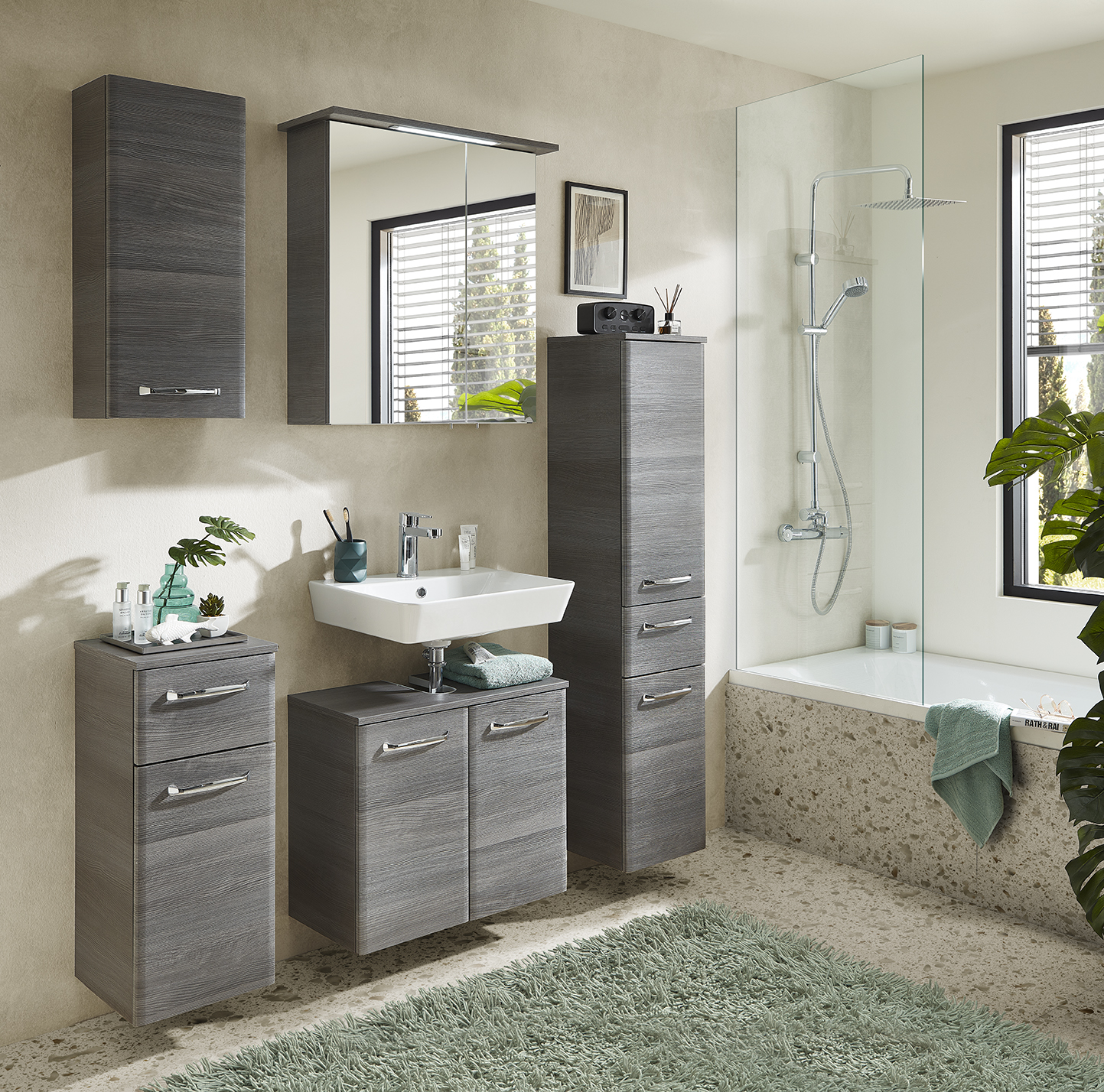 Wandschrank, graphit, 1 Tür, 1 Böden - QUICKSET - 328