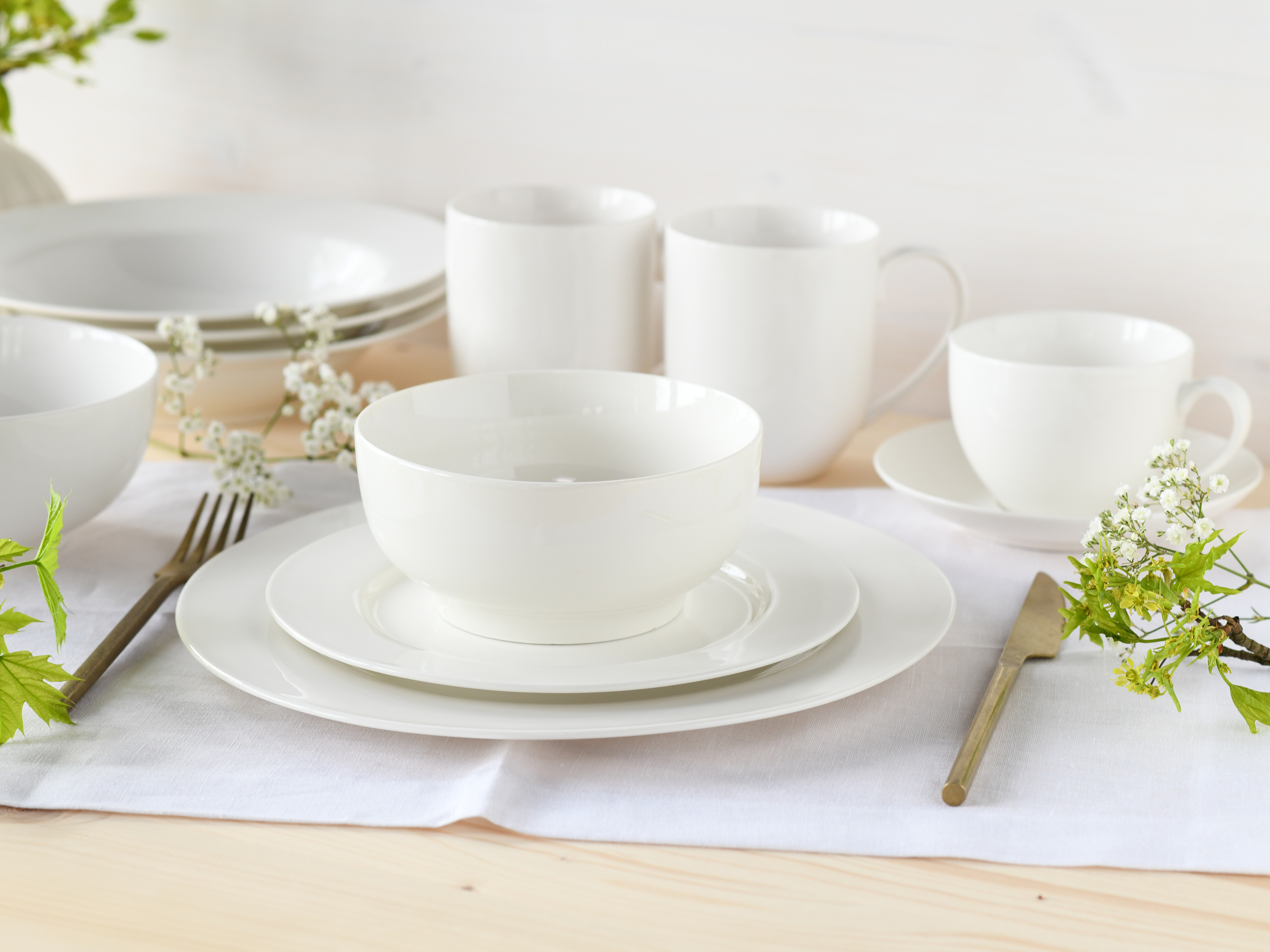 Kombiservice, 42-Tlg. - Fleur Royal, weiß