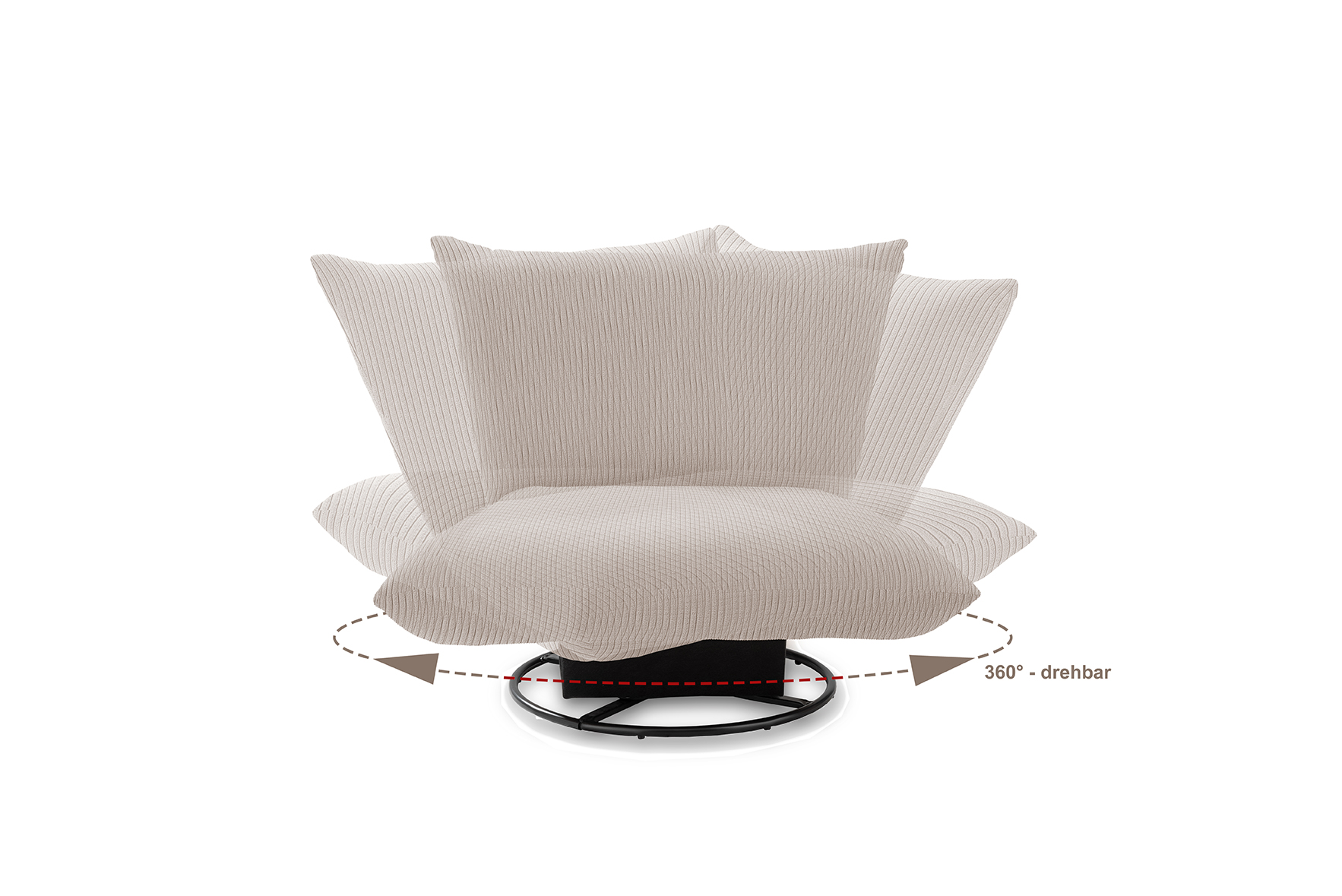 Sessel mit Drehfunktion, Stoff Cord beige - Mytrend 368