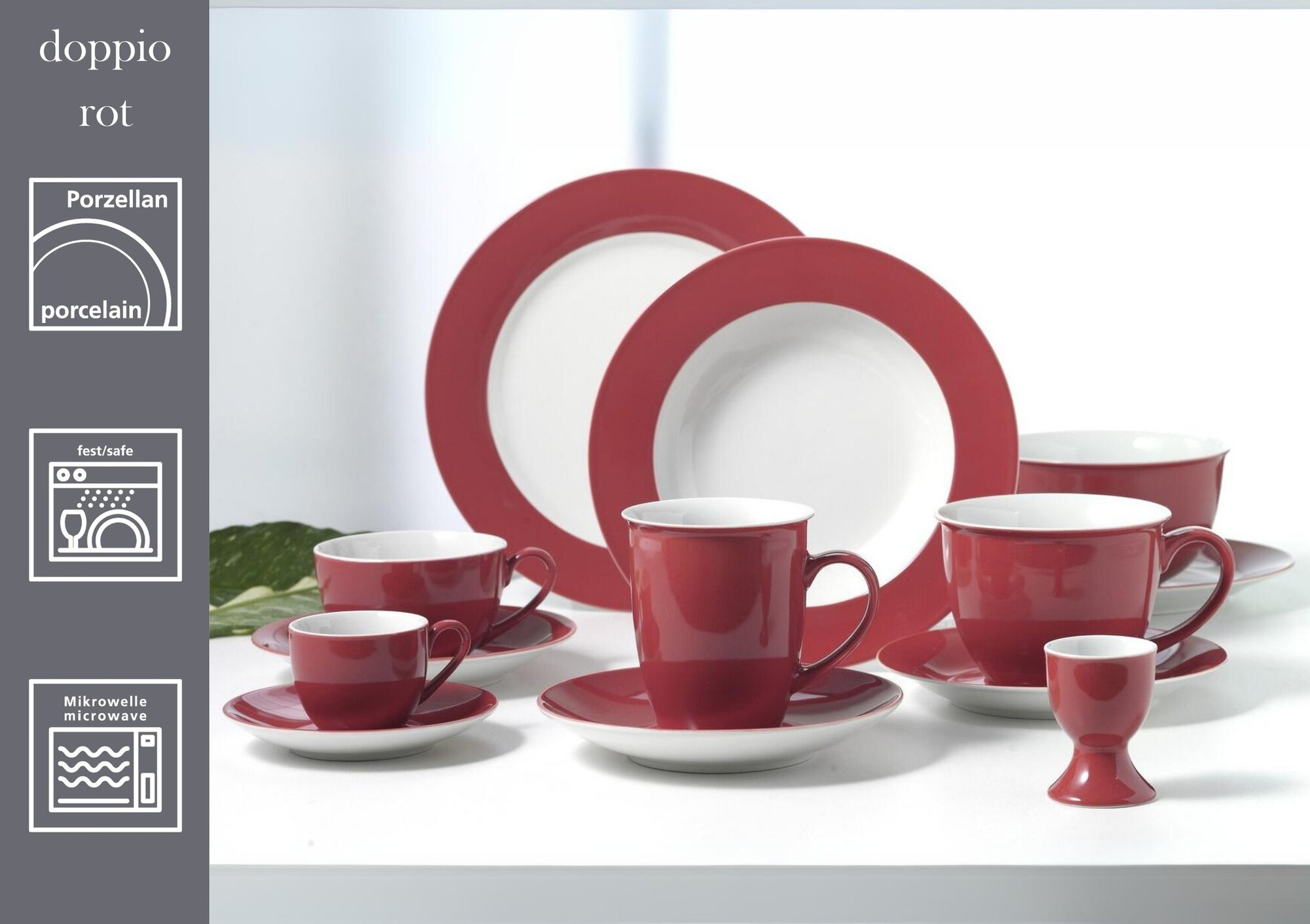 Untertasse Doppio Rot 16 cm - Porzellan, sü