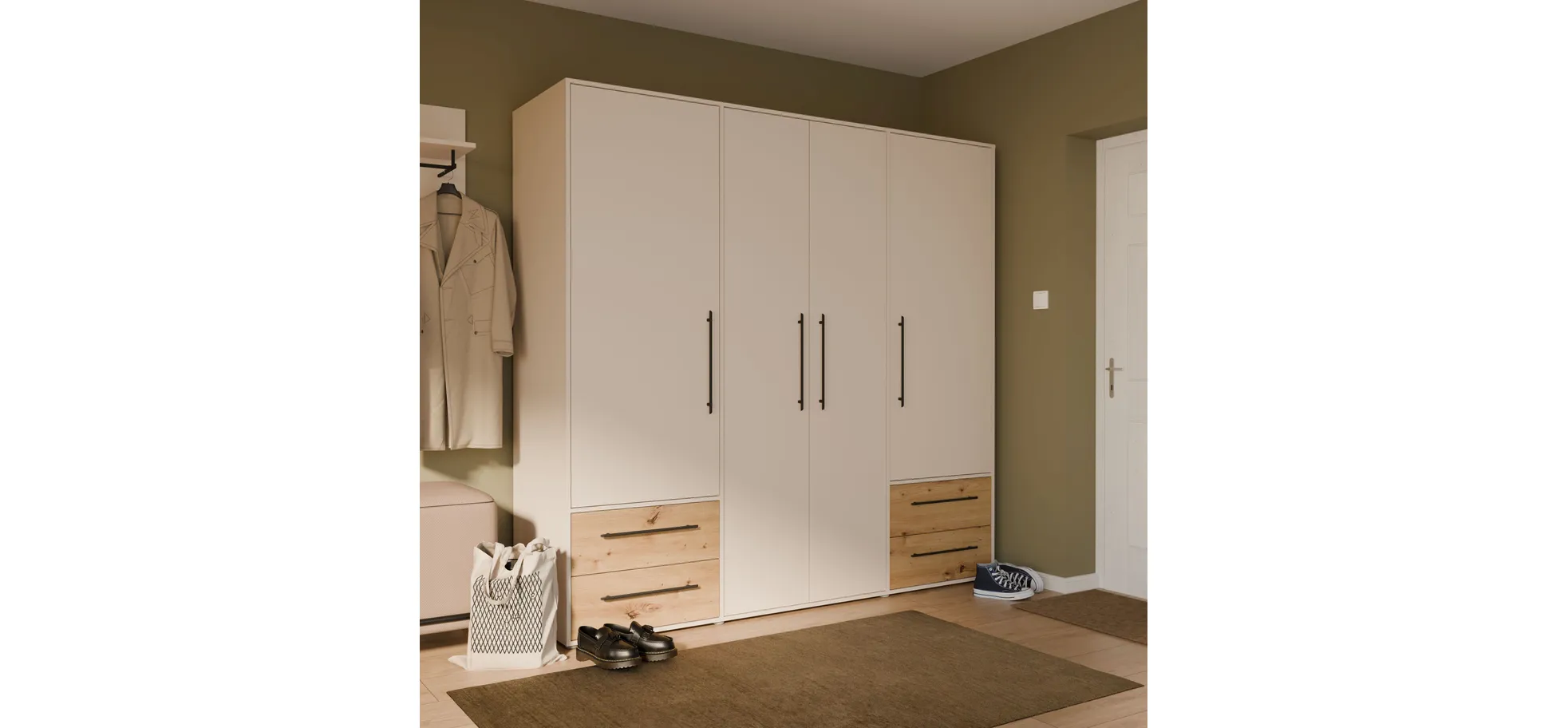 Drehtürenschrank, Dekor sand - Fathie