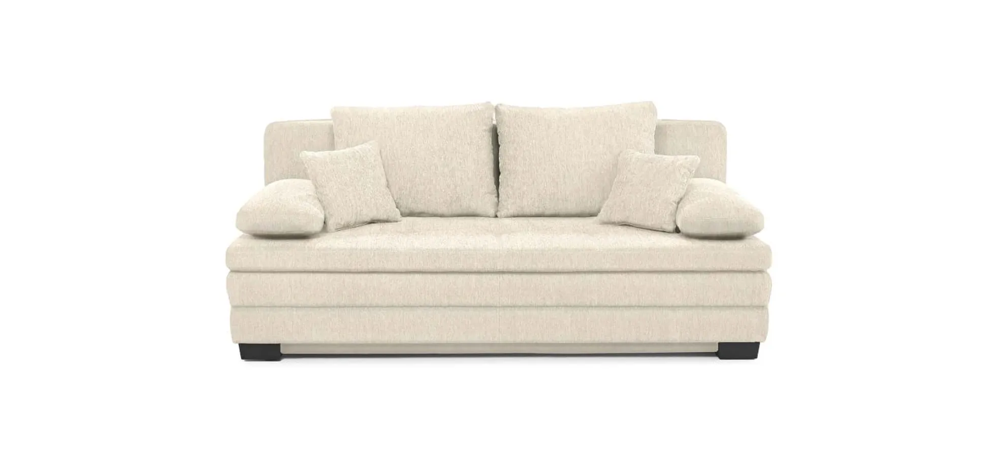 Sofa JONAH - 2-Sitzer inkl. Schlaffunktion und Bettkasten, Stoff, Creme