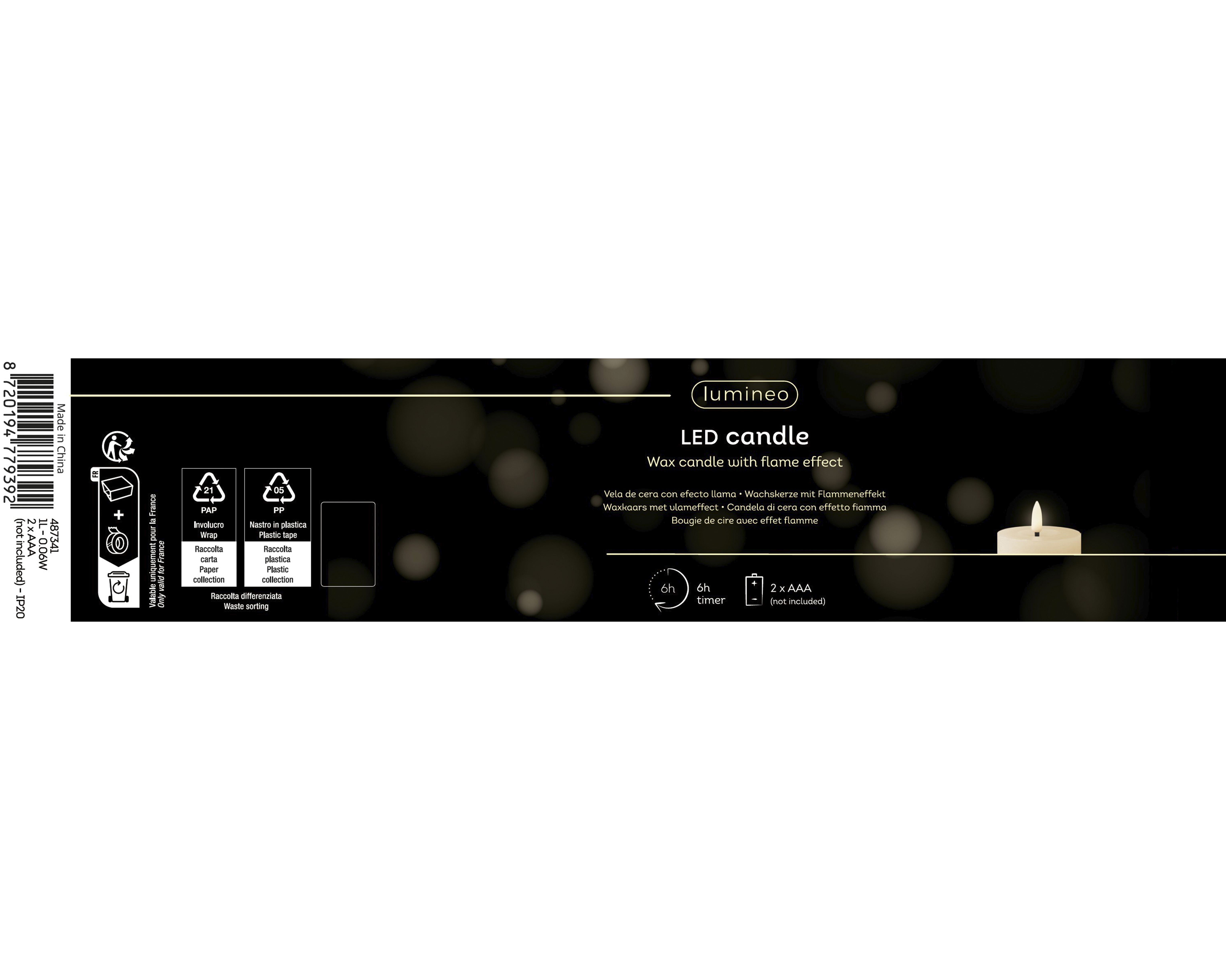 LED Kerze Wachs - weihnachtsrot/warmes weiss, Wachs, Ø7-H15cm-1L