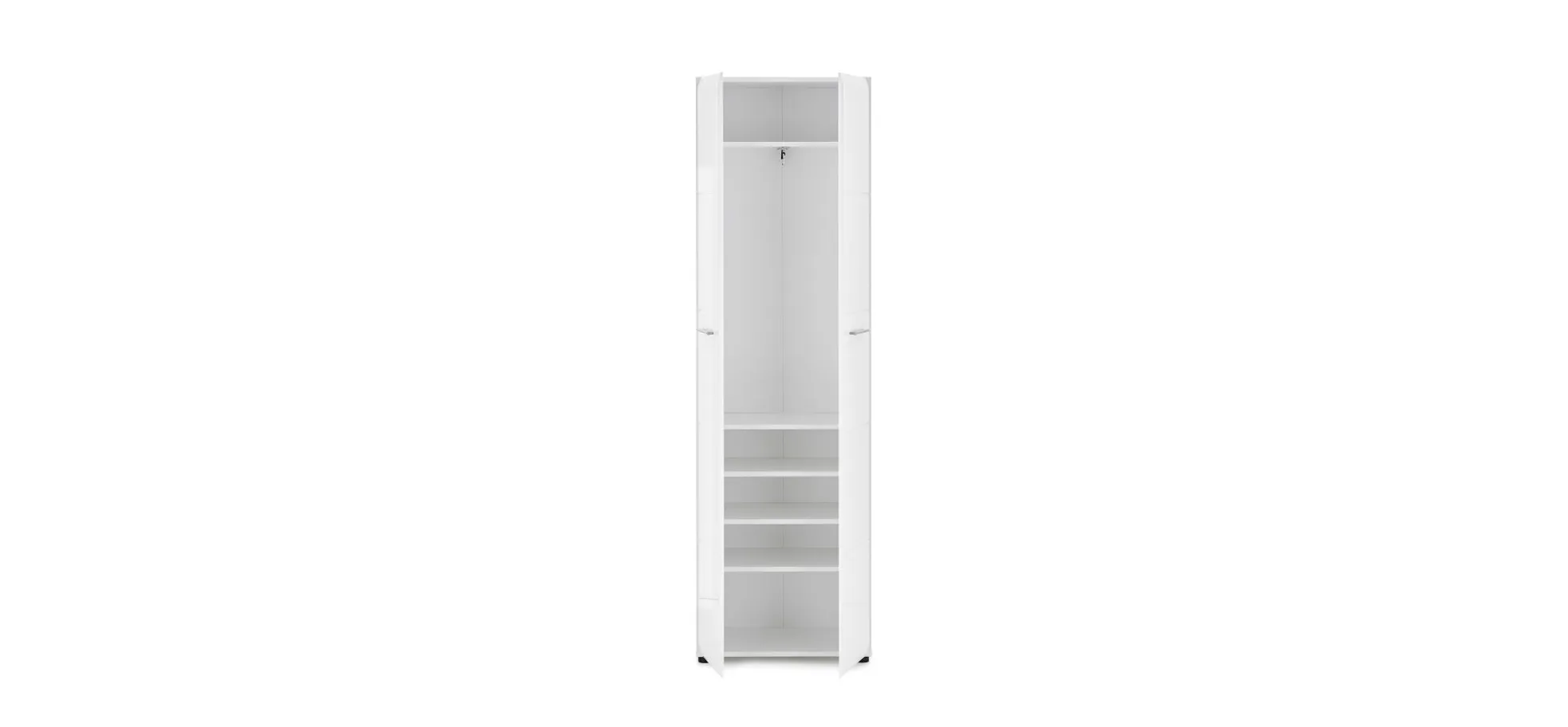 Garderobenschrank- Weiß, Weiß, Hochglanz