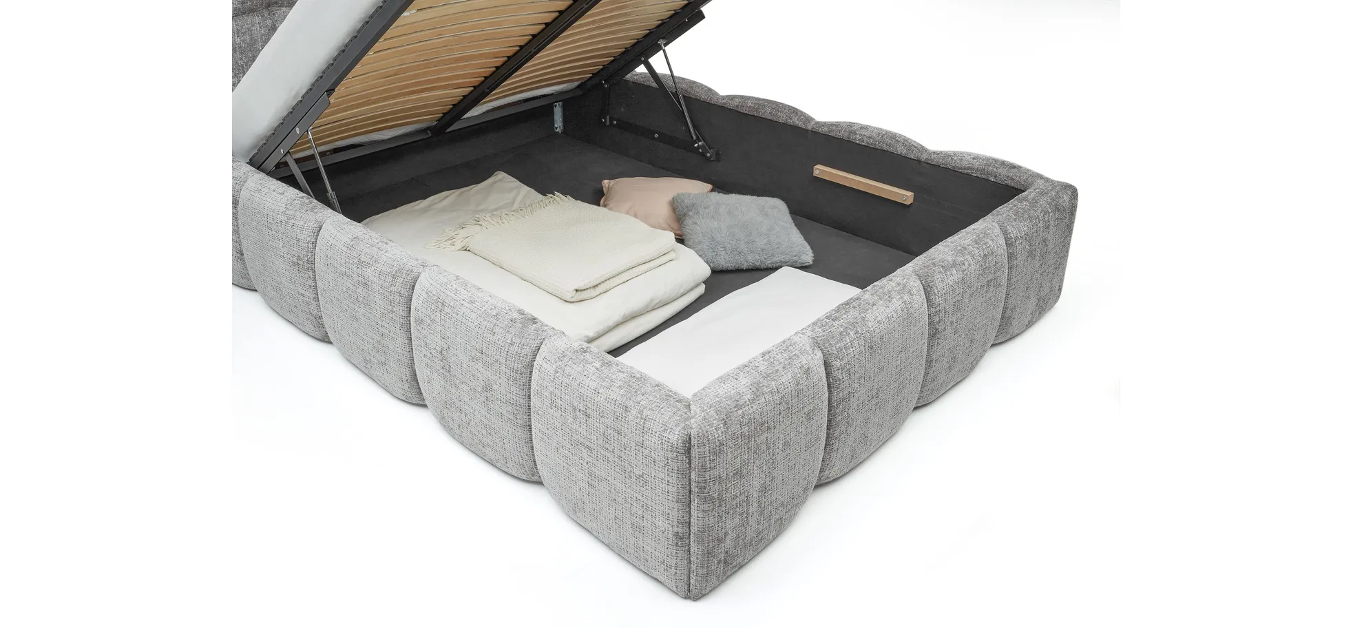 Bettgestell, Stoff Grau  - Sandrin R