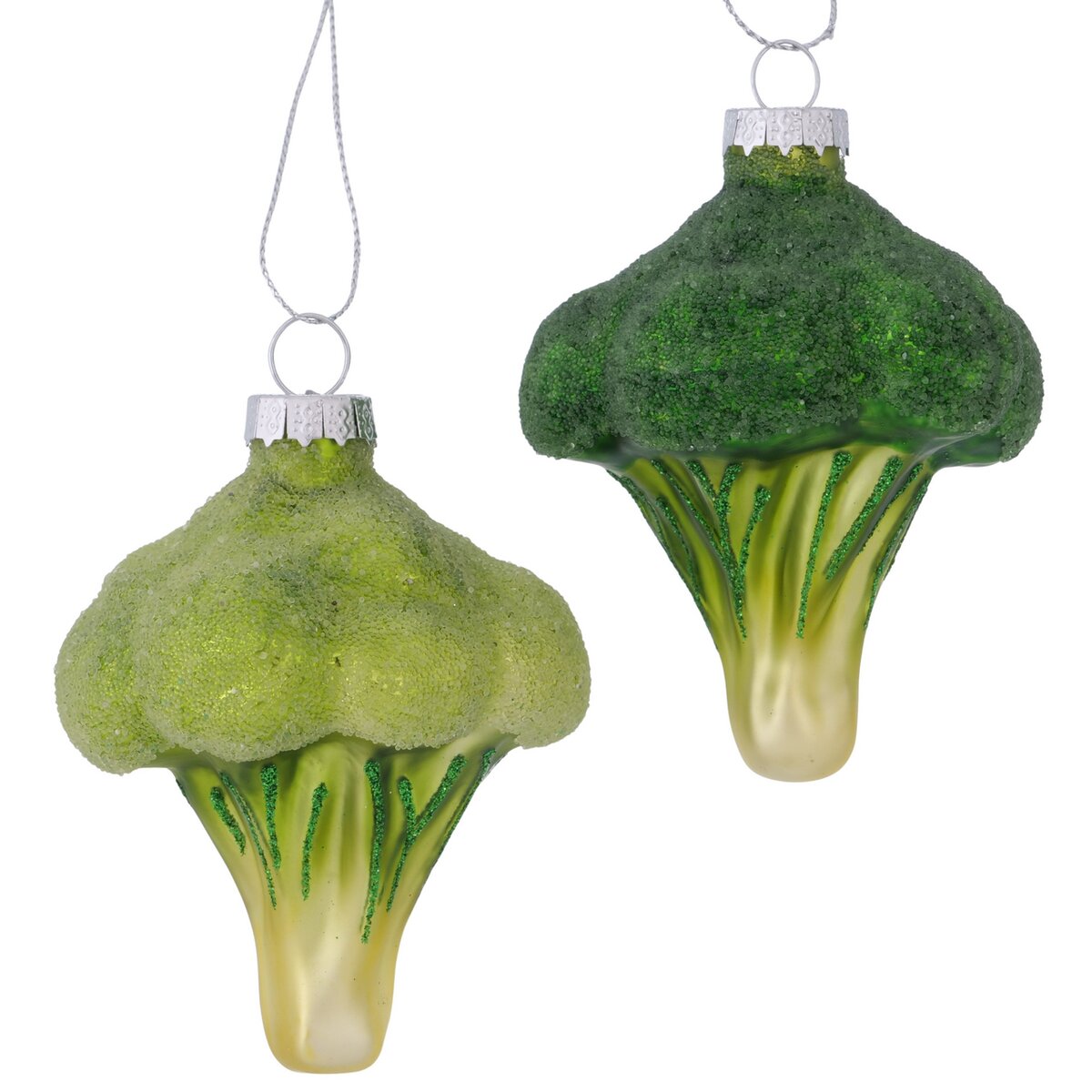 Weihnachtsanhänger Broccoli, 2 sort., Gemüse - L 7,00 cm, H 9,00 cm, grün