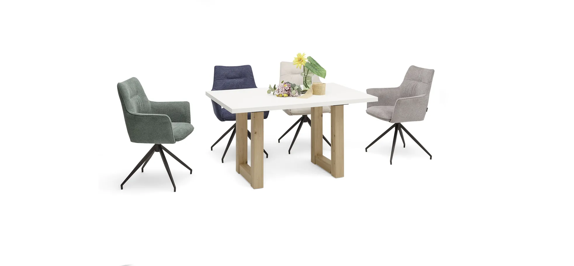 Vierfußstuhl mit Armlehnen, blau - Maleen