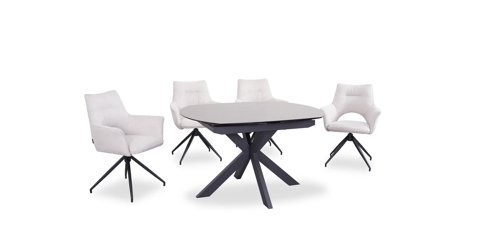 Vierfußstuhl mit Armlehnen, beige, drehbar - Maleen